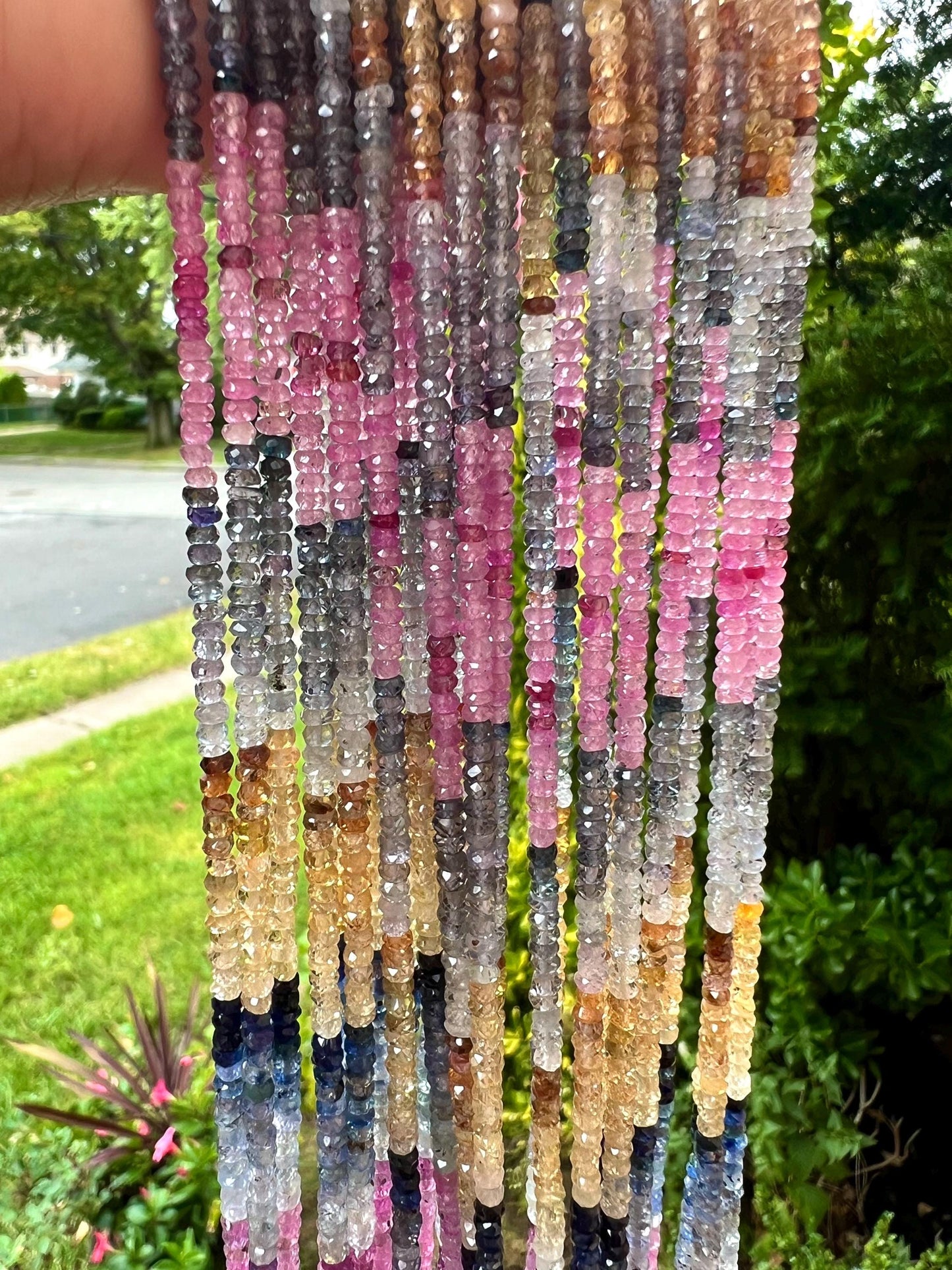 Natural Multi Sapphire 3-3.5mm Faceted Roundel rainbow Gemstone Jewelry making Beads in 7"/14" Strand, High Quality natural sapphire bead