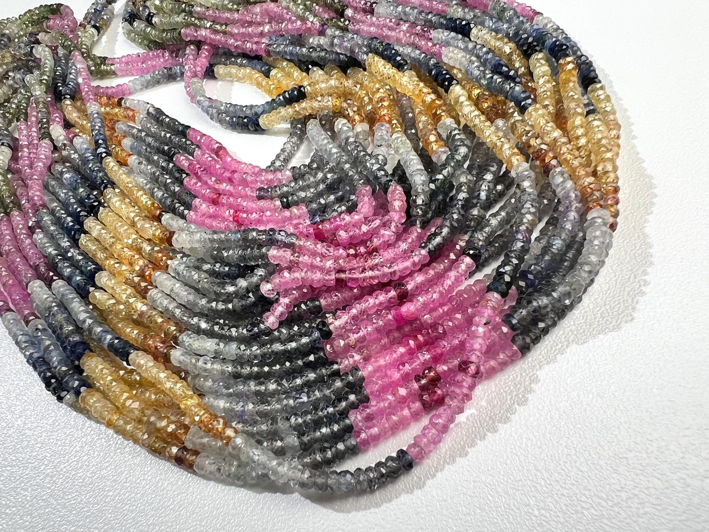 Natural Multi Sapphire 3-3.5mm Faceted Roundel rainbow Gemstone Jewelry making Beads in 7"/14" Strand, High Quality natural sapphire bead