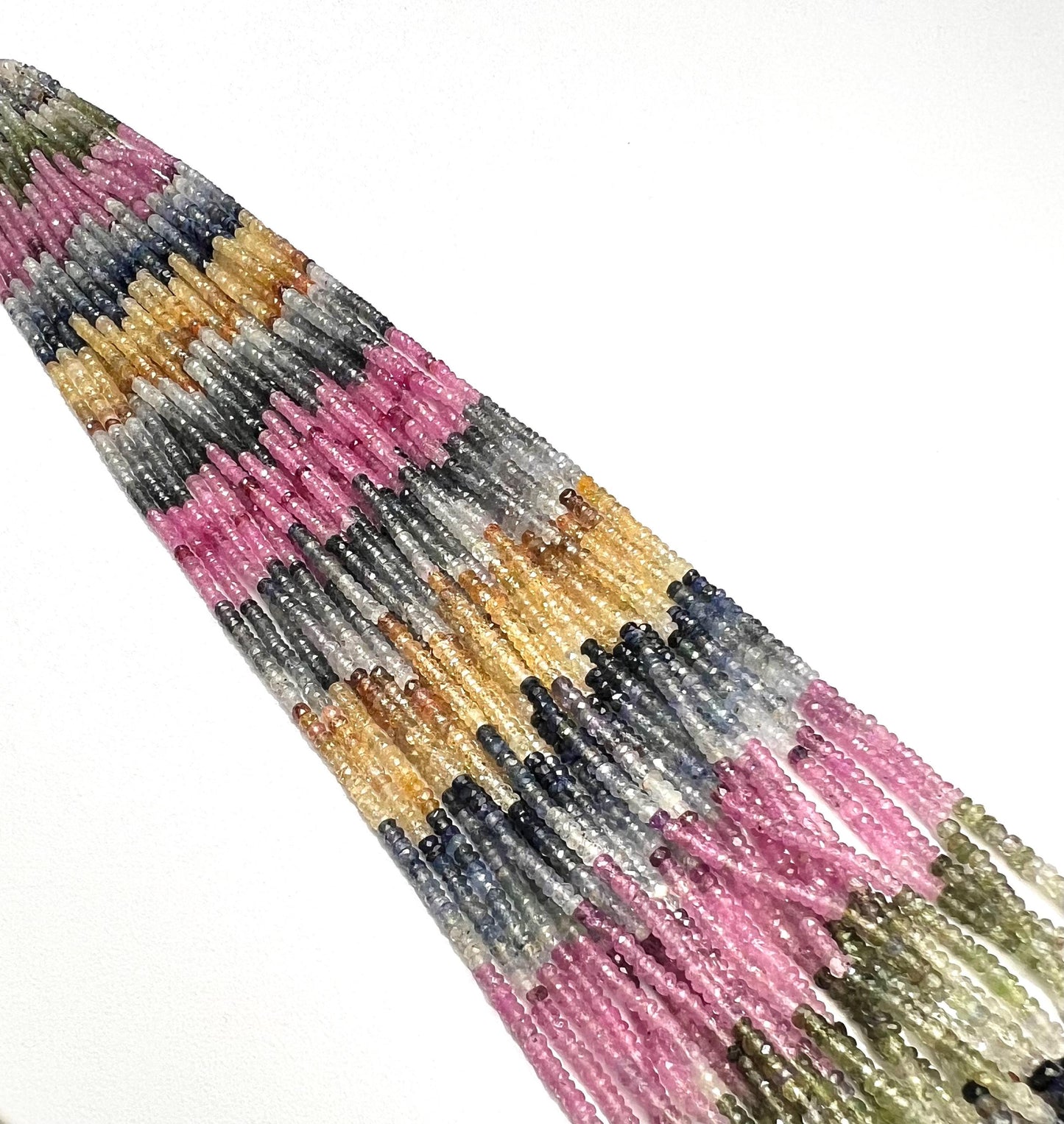 Natural Multi Sapphire 3-3.5mm Faceted Roundel rainbow Gemstone Jewelry making Beads in 7"/14" Strand, High Quality natural sapphire bead