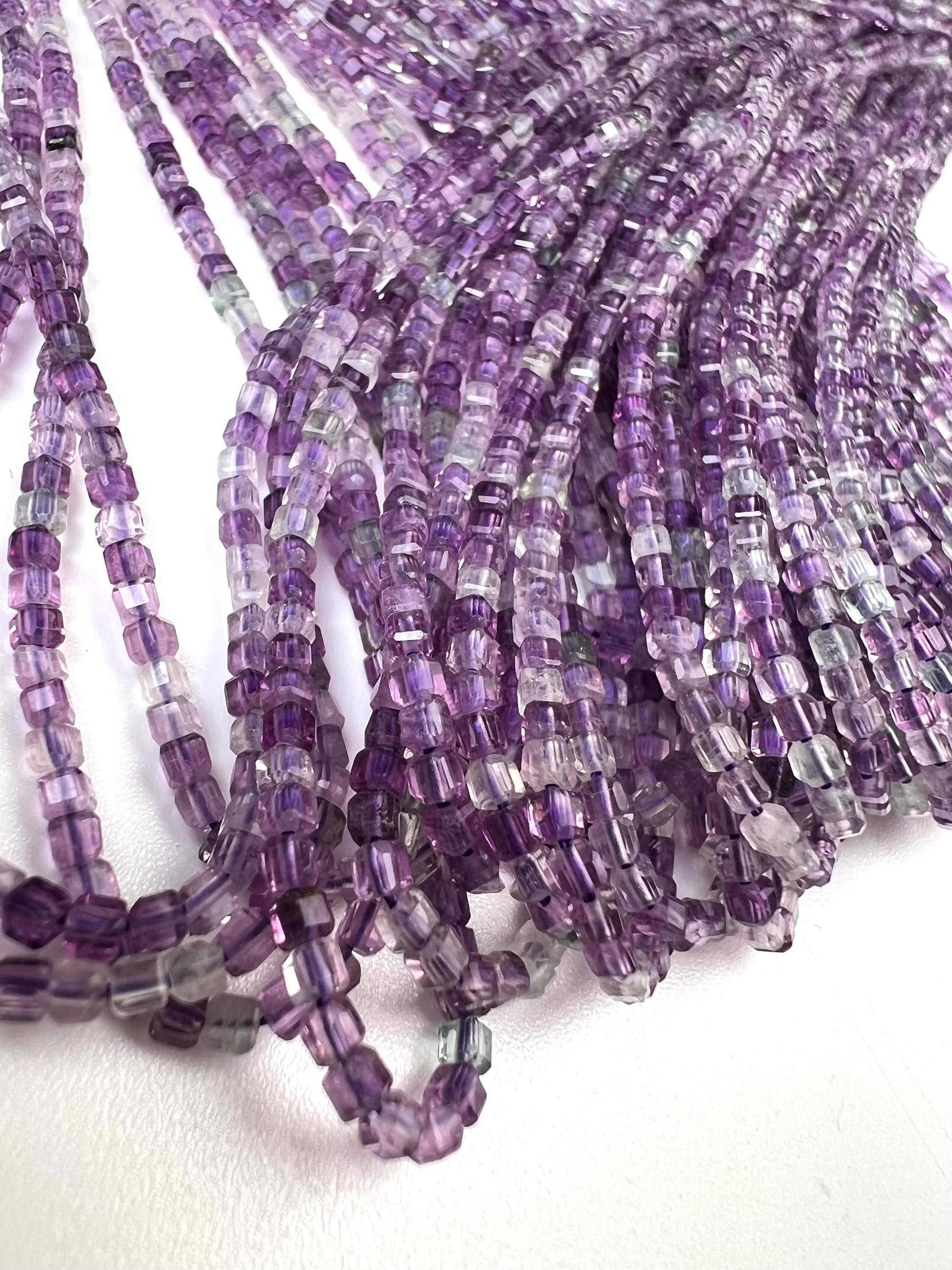 Natural Amethyst Square Beads: Micro Faceted 2mm DIY Gemstone Beads Strand
