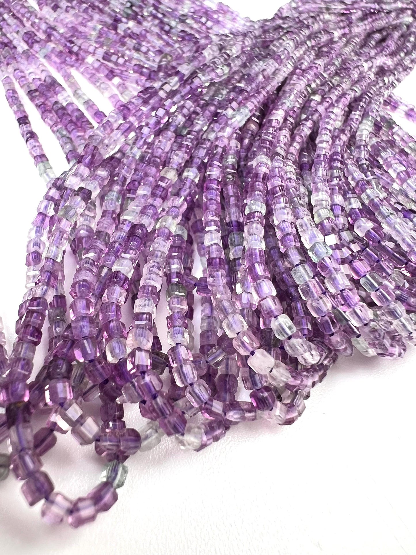 Natural Amethyst Square Beads: Micro Faceted 2mm DIY Gemstone Beads Strand