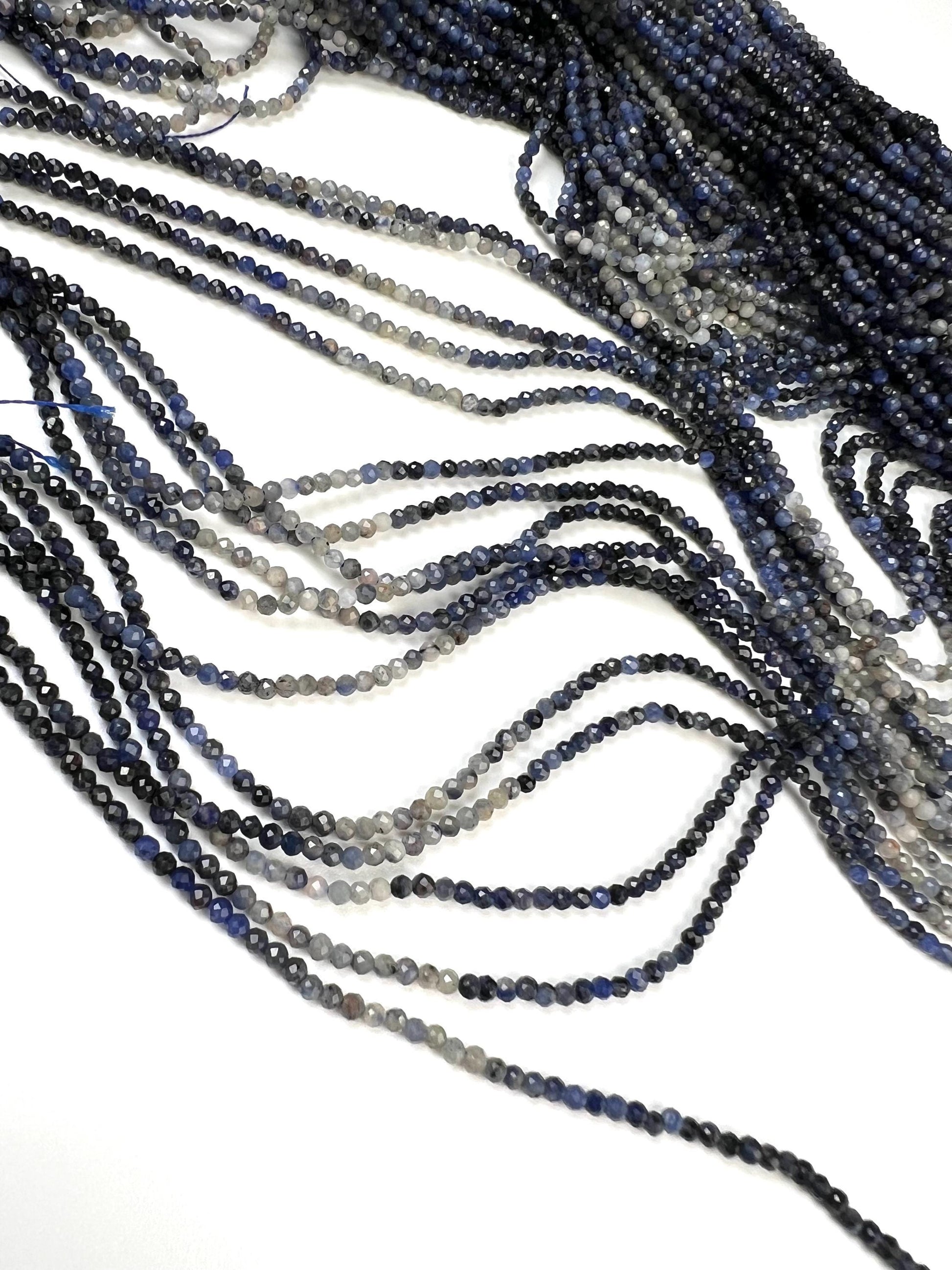 Natural Ombre Sodalite Shaded 2mm Faceted Round beads Jewelry Making 15.5" full Strand