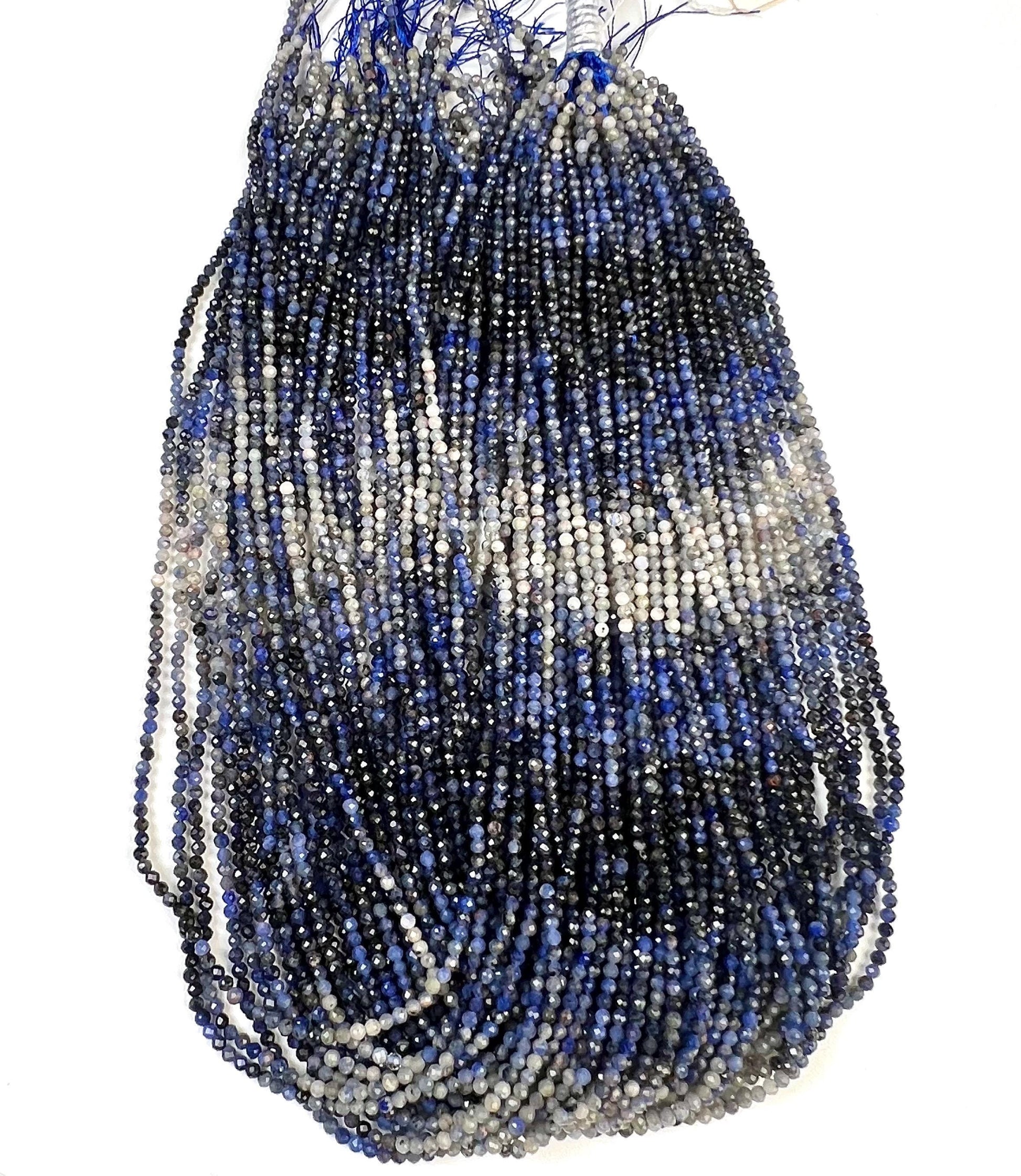 Natural Ombre Sodalite Shaded 2mm Faceted Round beads Jewelry Making 15.5" full Strand