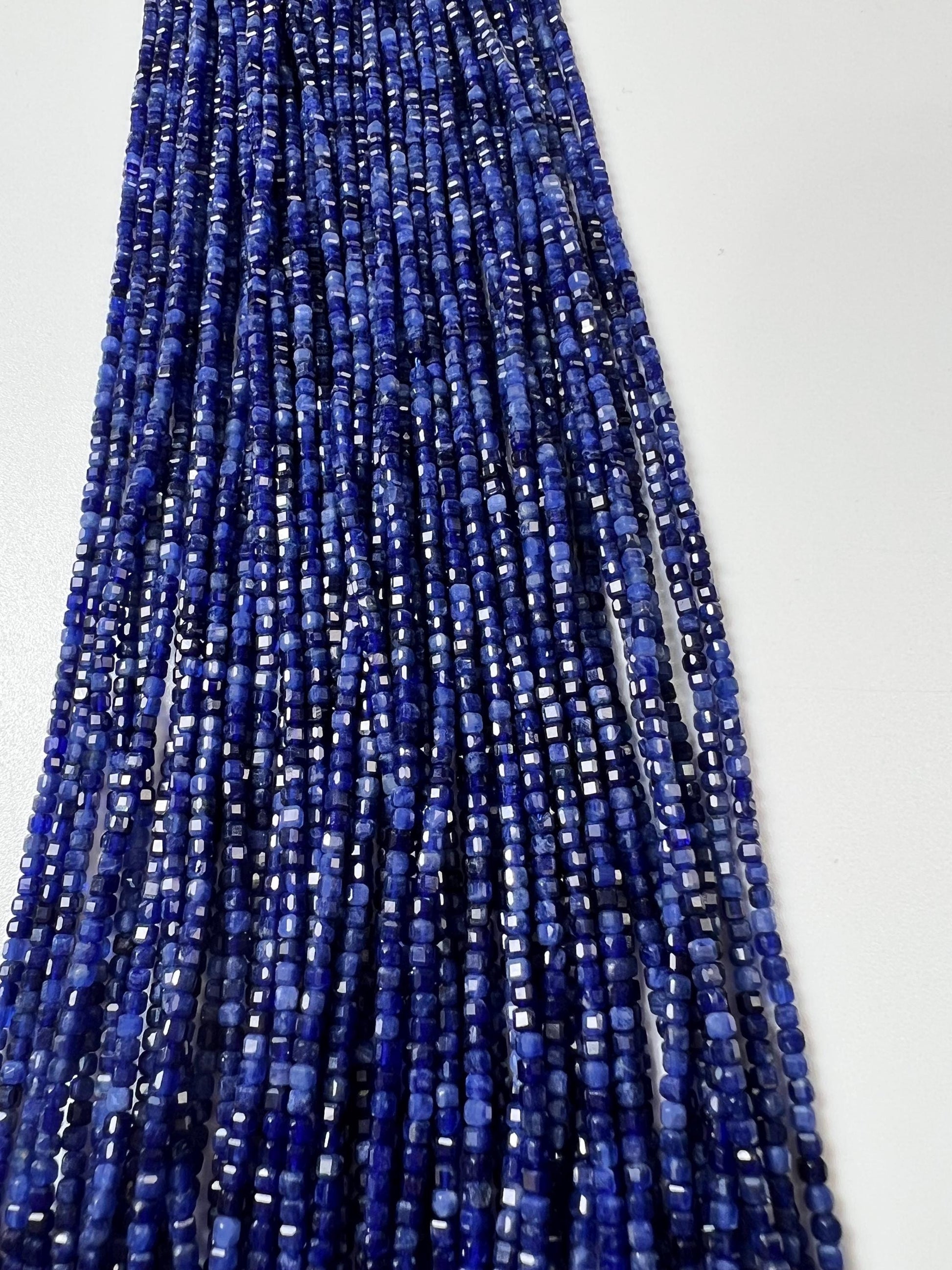 Natural Sodalite 2.5mm Micro Faceted Square Cube shape Beads, Jewelry Making 15" full Strand