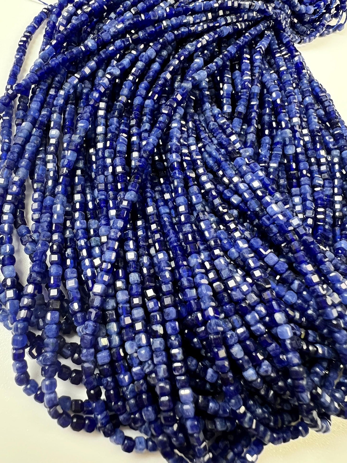Natural Sodalite 2.5mm Micro Faceted Square Cube shape Beads, Jewelry Making 15" full Strand