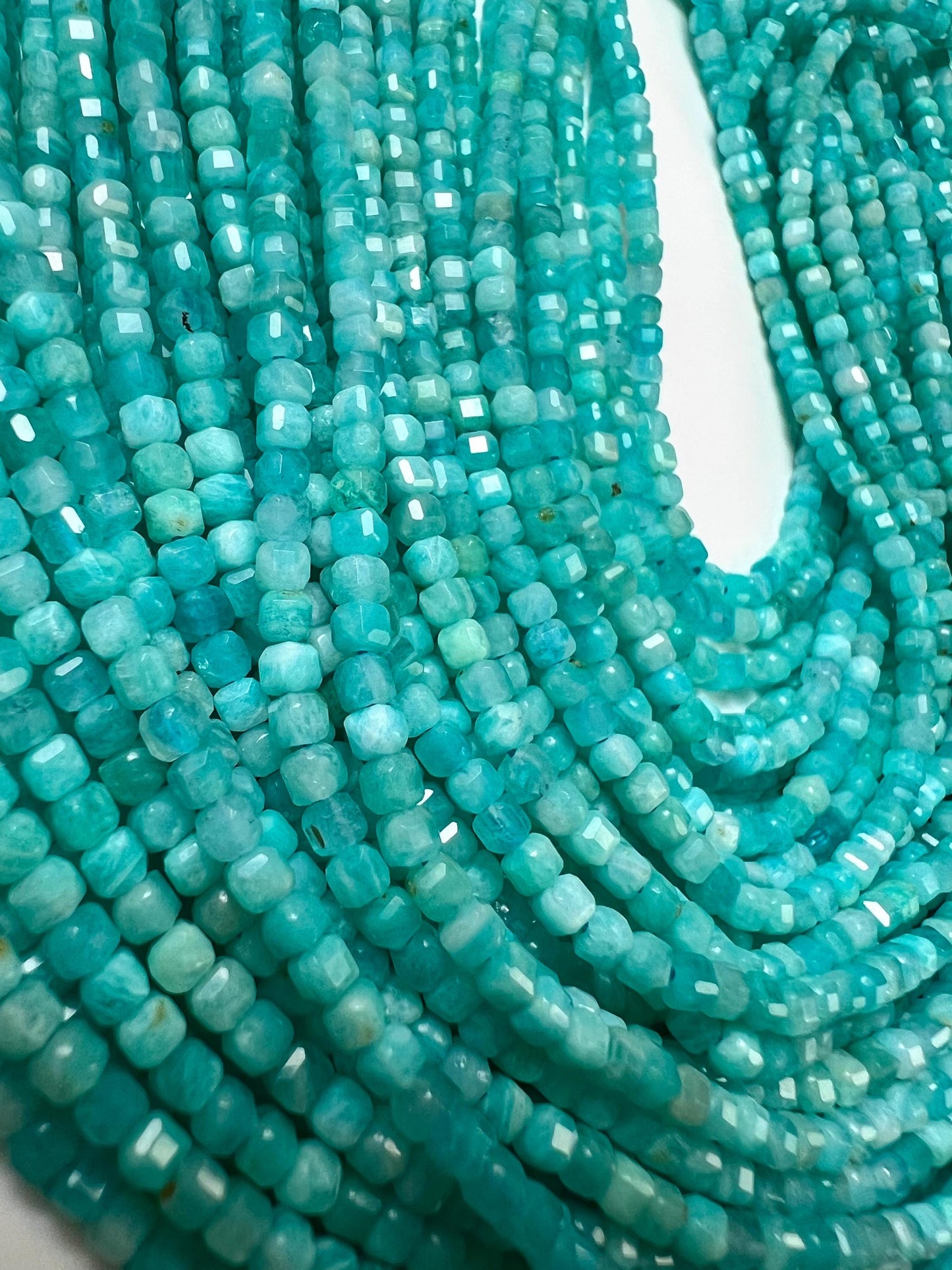 Natural Amazonite Square Cube Micro Faceted AAA Round 2mm Jewelry Making Beads DIY Gemstone Beads 15.5” Full Strand approx 160 pieces