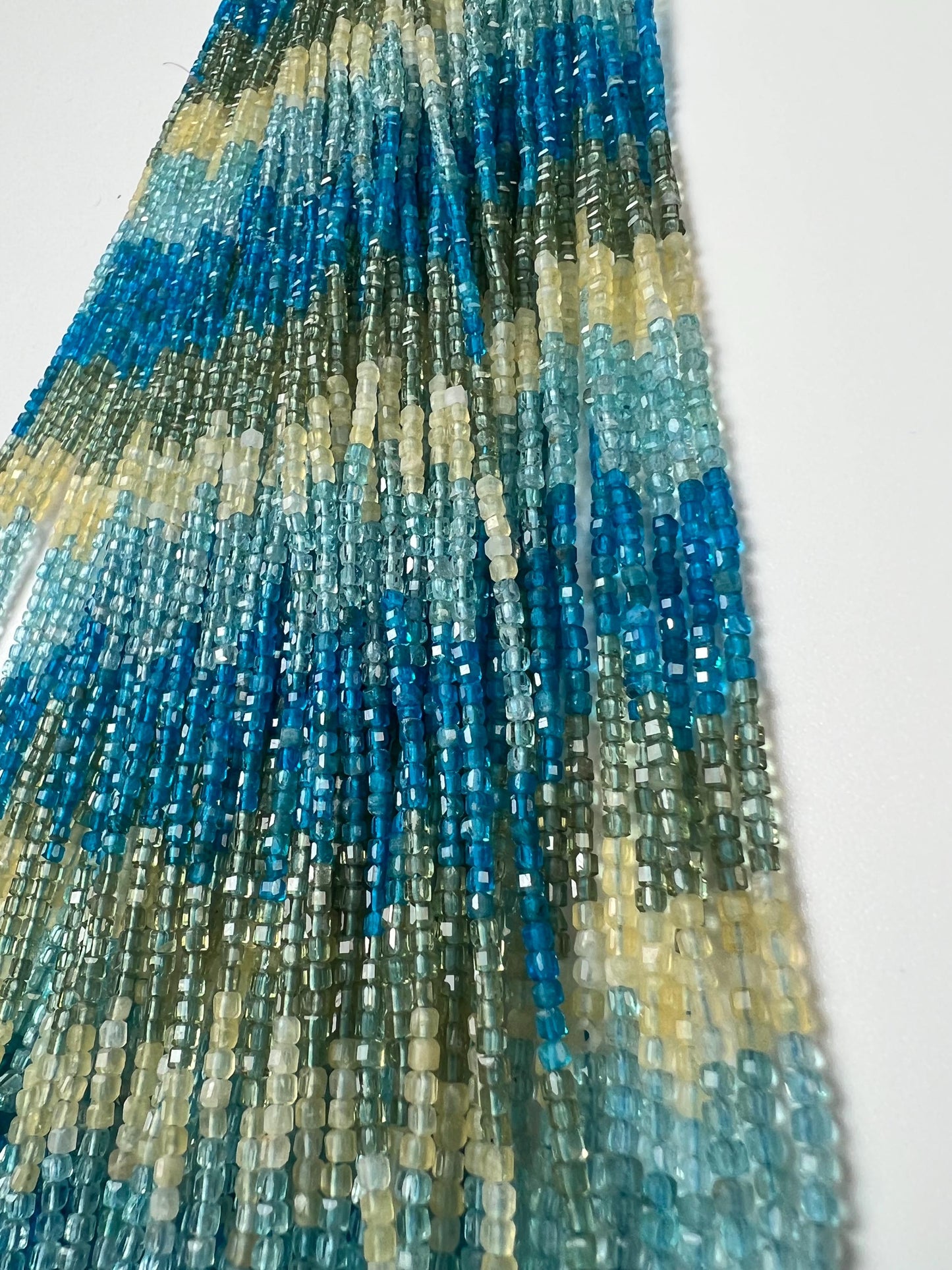 Natural Apatite blue shaded squares Cube Shape Micro Faceted Cube beads for jewelry making beads 15.5” full strand Approximately 200 piece