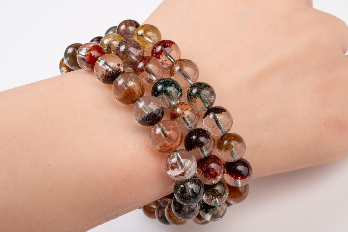 Natural Phantom Quartz Bracelet, Four Season Garden Ghost, 9mm Stretchy