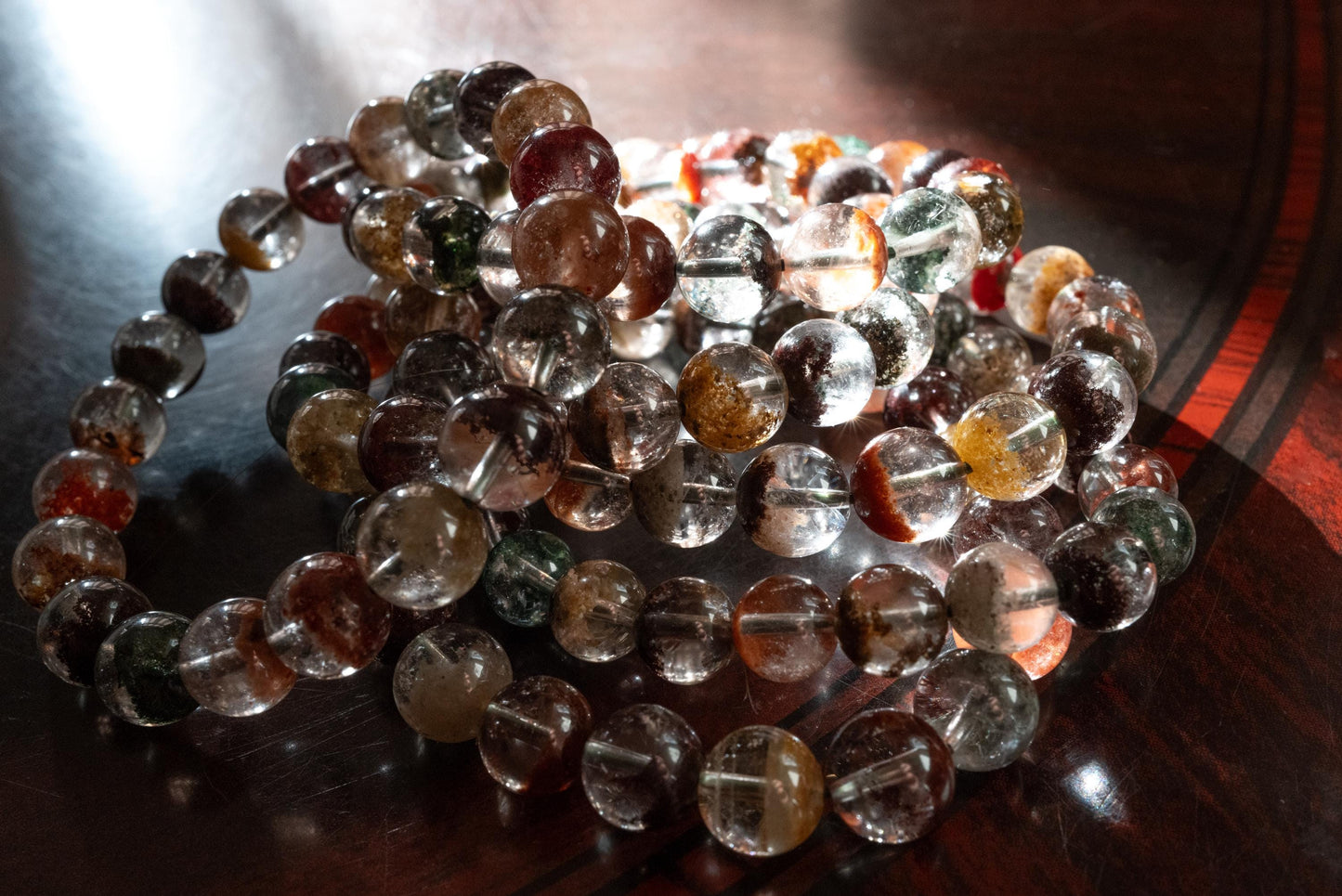 Natural Phantom Quartz multi Bracelet, Four Season Garden Ghos 9mm Stretch bracelet