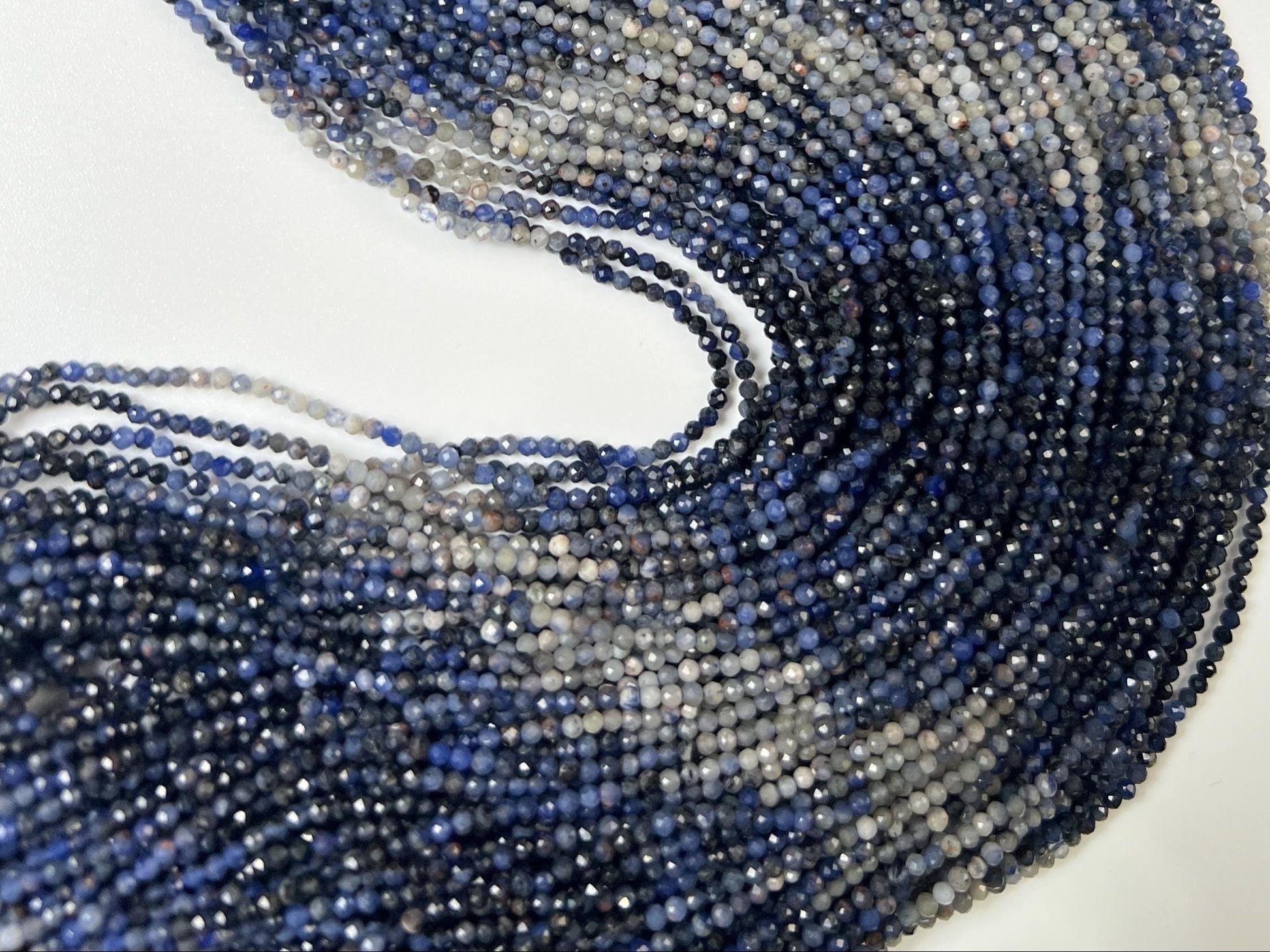 Natural Ombre Sodalite Shaded 2mm Faceted Round beads Jewelry Making 15.5" full Strand