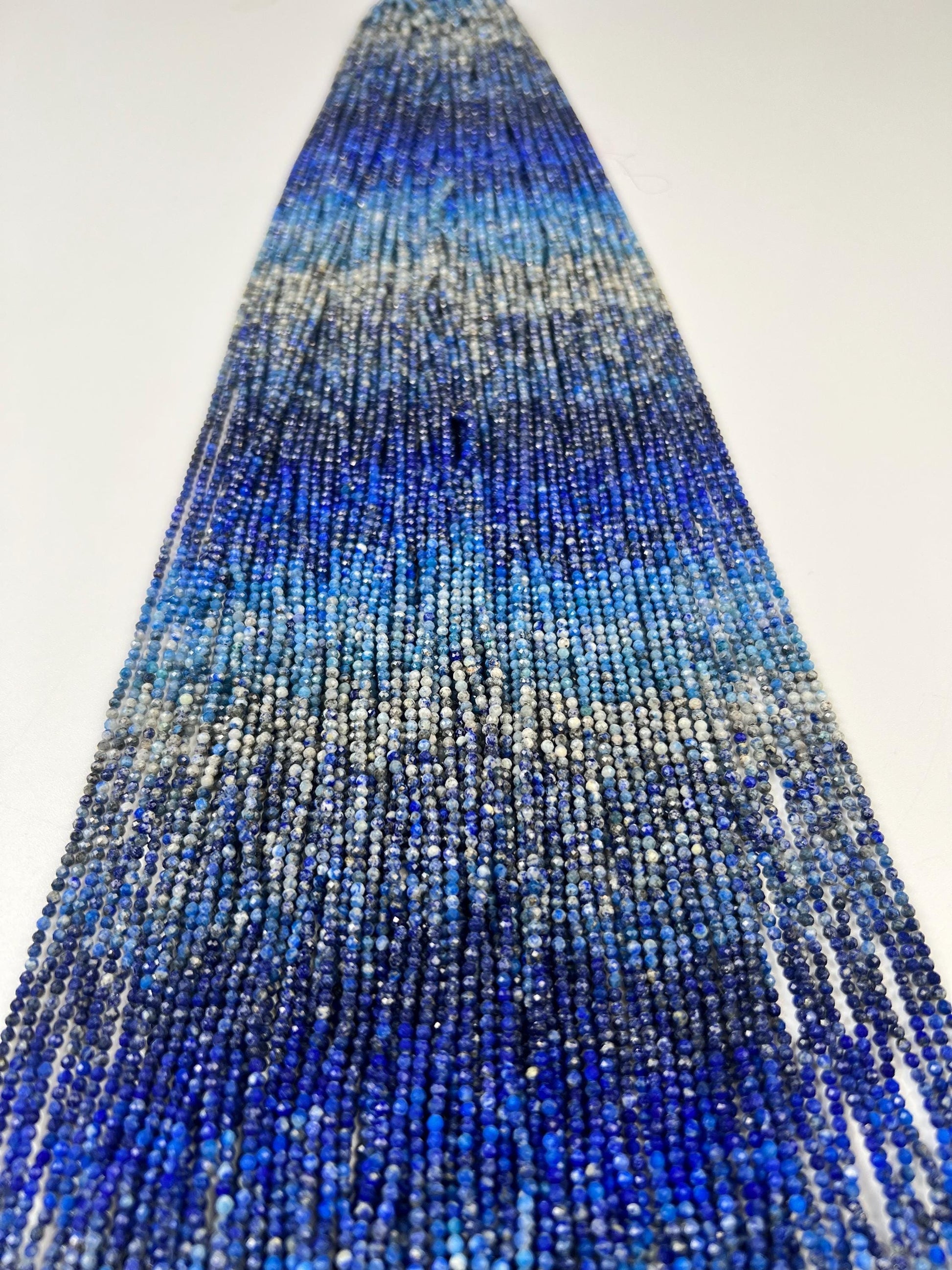 Ombre Lapis Lazuli 2mm Faceted Round Beads, 15.5" Strand
