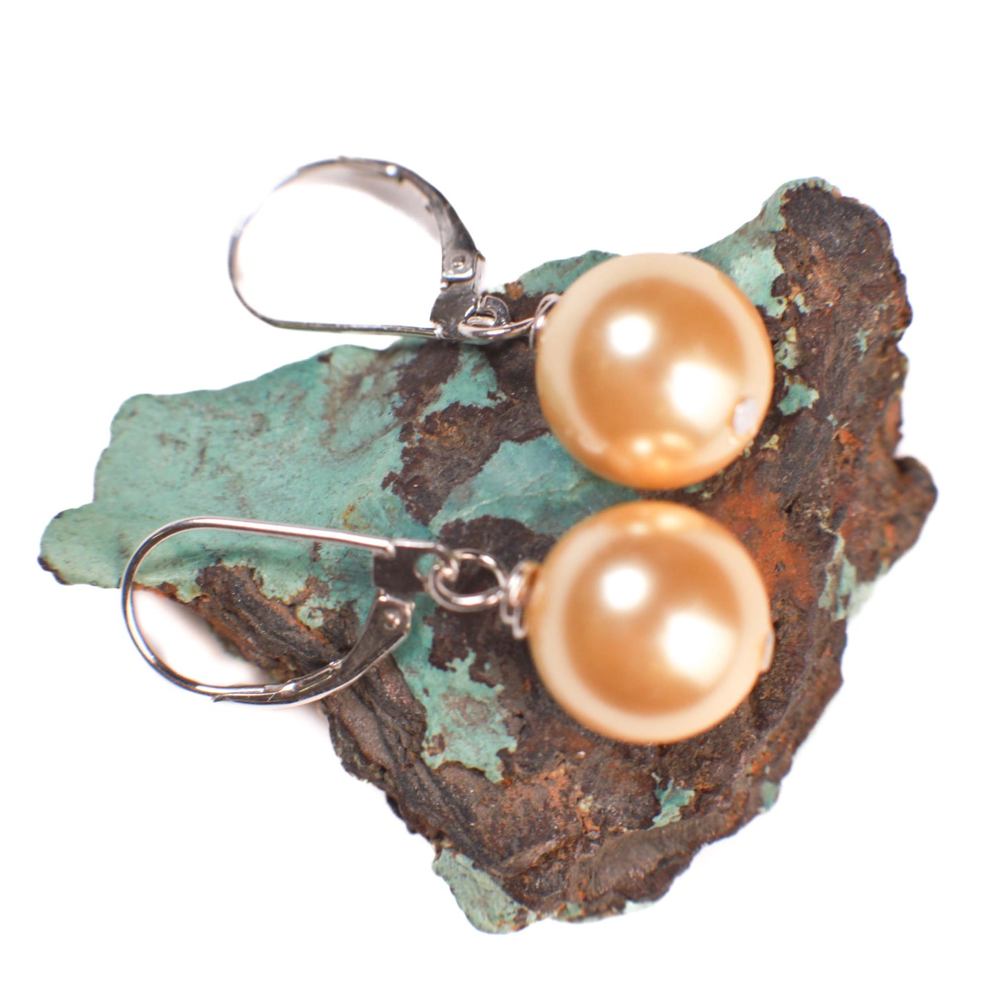 Golden Yellow South SeaShell Pearl 12,14,16mm Large Gold Plated, Gold Vermeil, Sterling Silver, Silver Plated Leverback Earrings