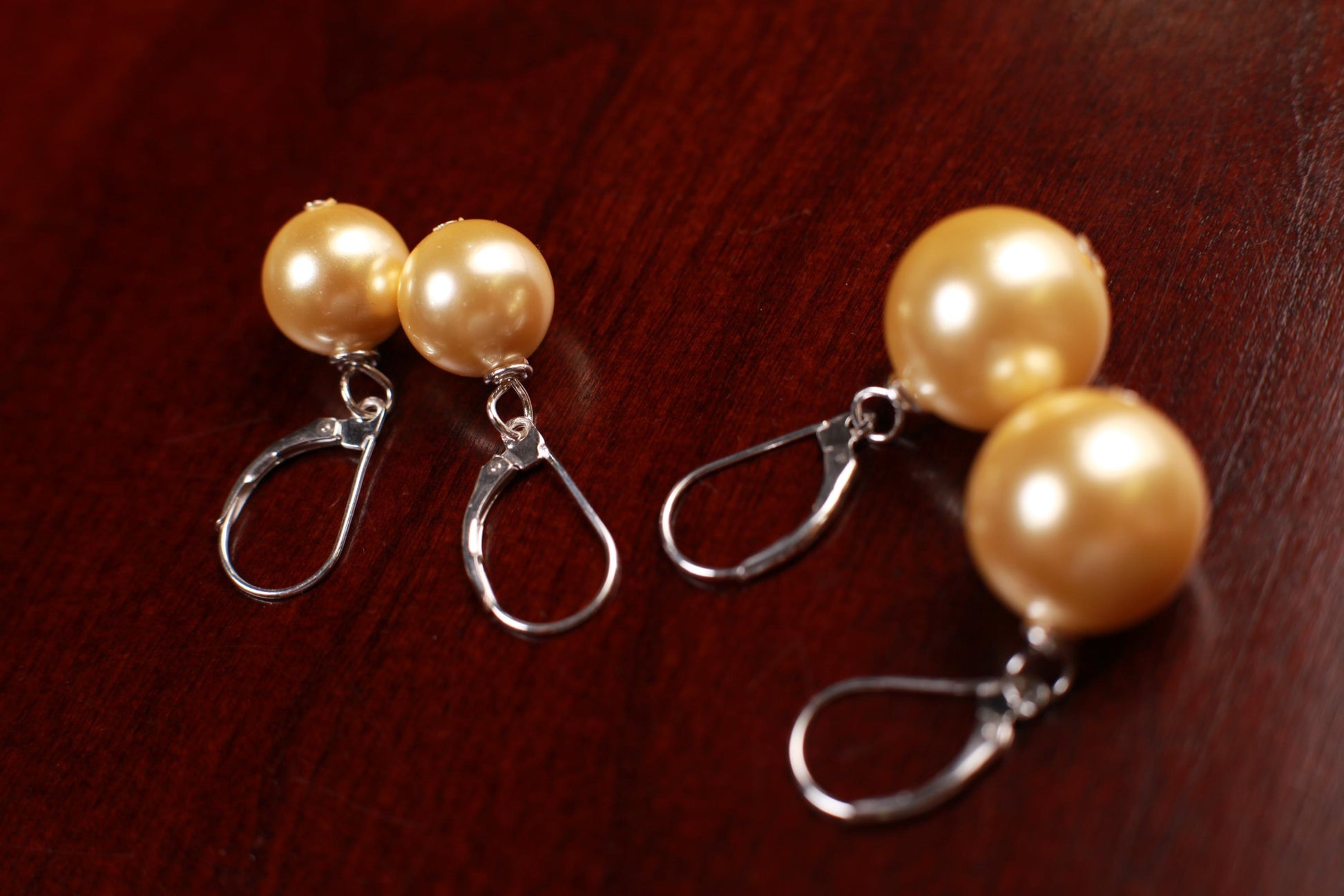 Golden Yellow South SeaShell Pearl 12,14,16mm Large Gold Plated, Gold Vermeil, Sterling Silver, Silver Plated Leverback Earrings