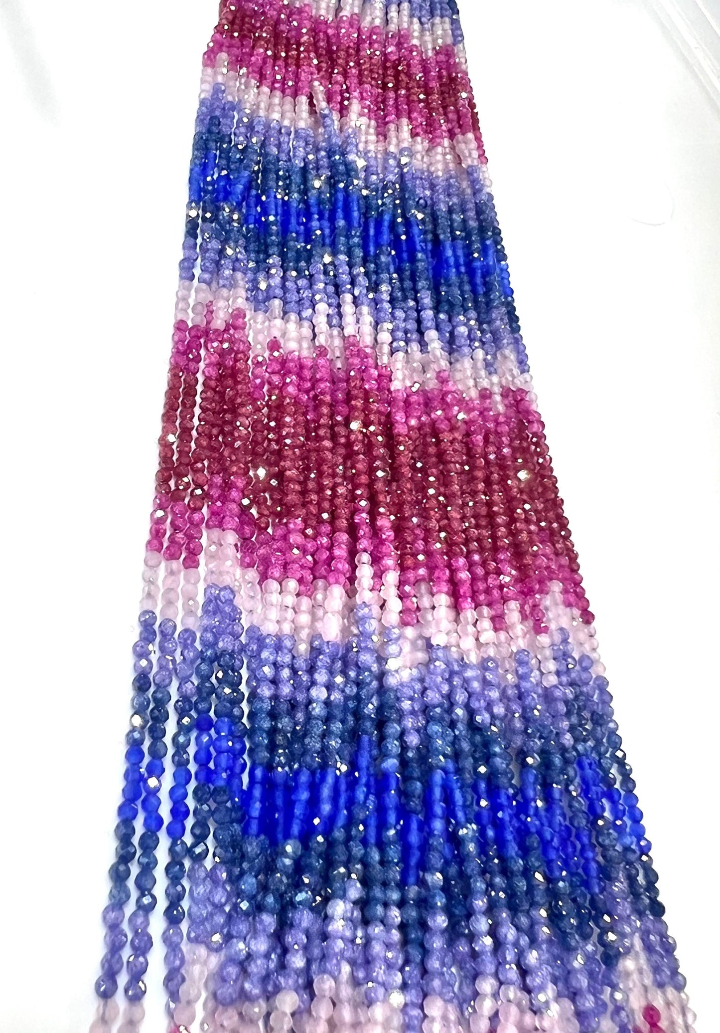 Natural Zircon Multi color pink Blue shaded Zircon Beads 14.5" Strand for jewelry making beads. Very beautiful heavy weight zircon beads