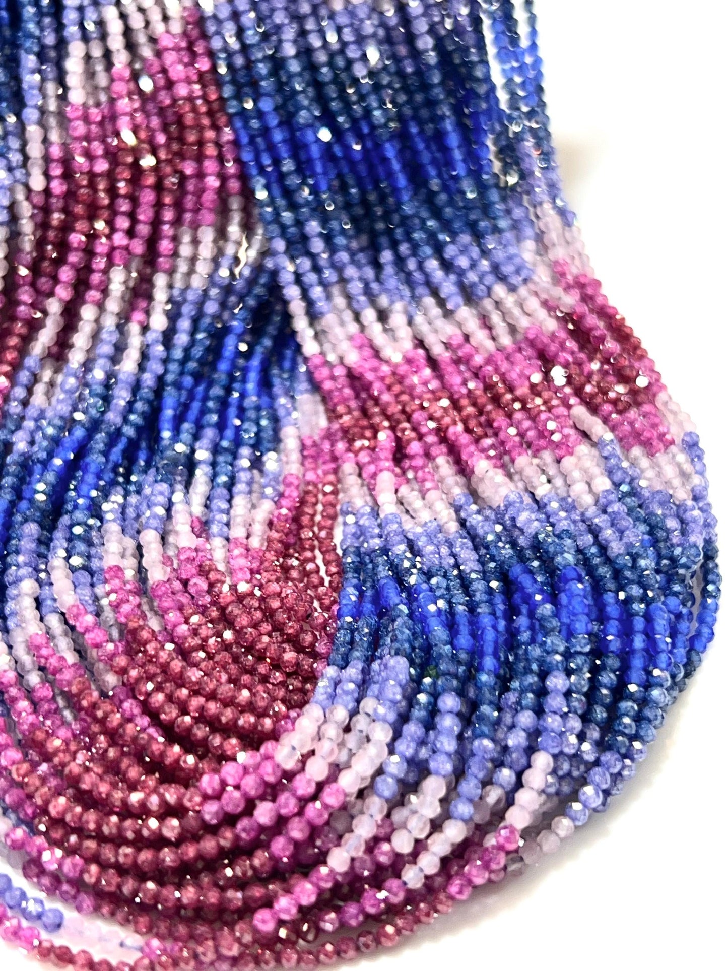 Natural Zircon Multi color pink Blue shaded Zircon Beads 14.5" Strand for jewelry making beads. Very beautiful heavy weight zircon beads