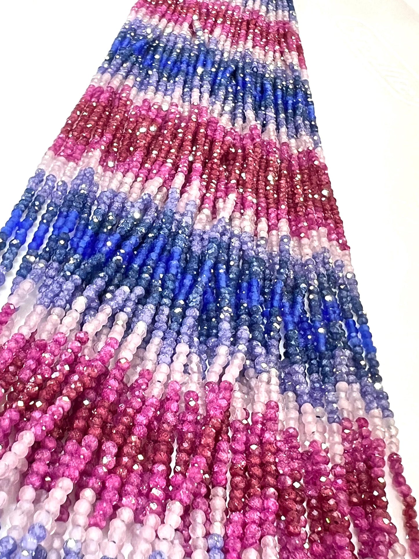 Natural Zircon Multi color pink Blue shaded Zircon Beads 14.5" Strand for jewelry making beads. Very beautiful heavy weight zircon beads