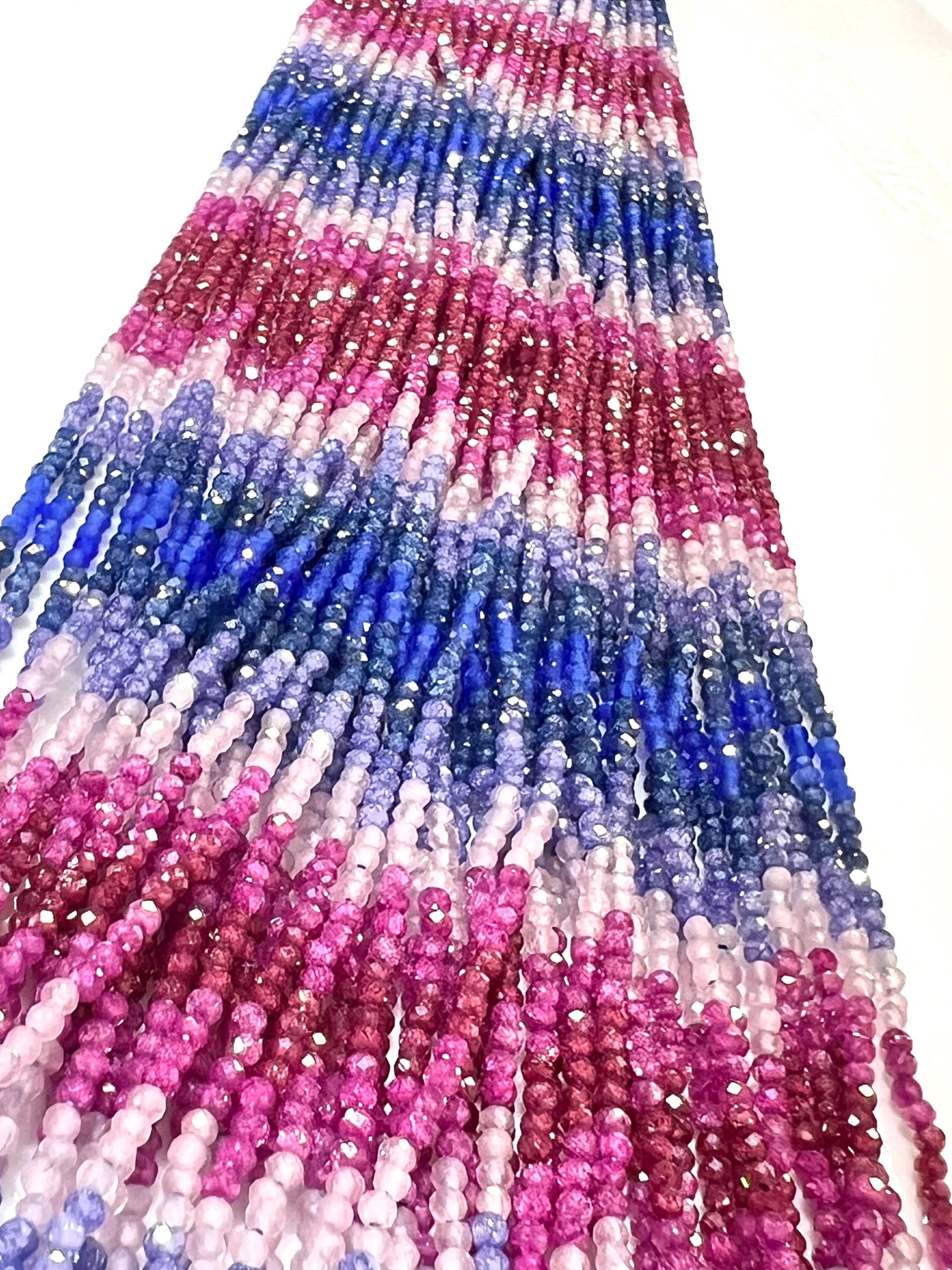 Natural Zircon Multi color pink Blue shaded Zircon Beads 14.5" Strand for jewelry making beads. Very beautiful heavy weight zircon beads