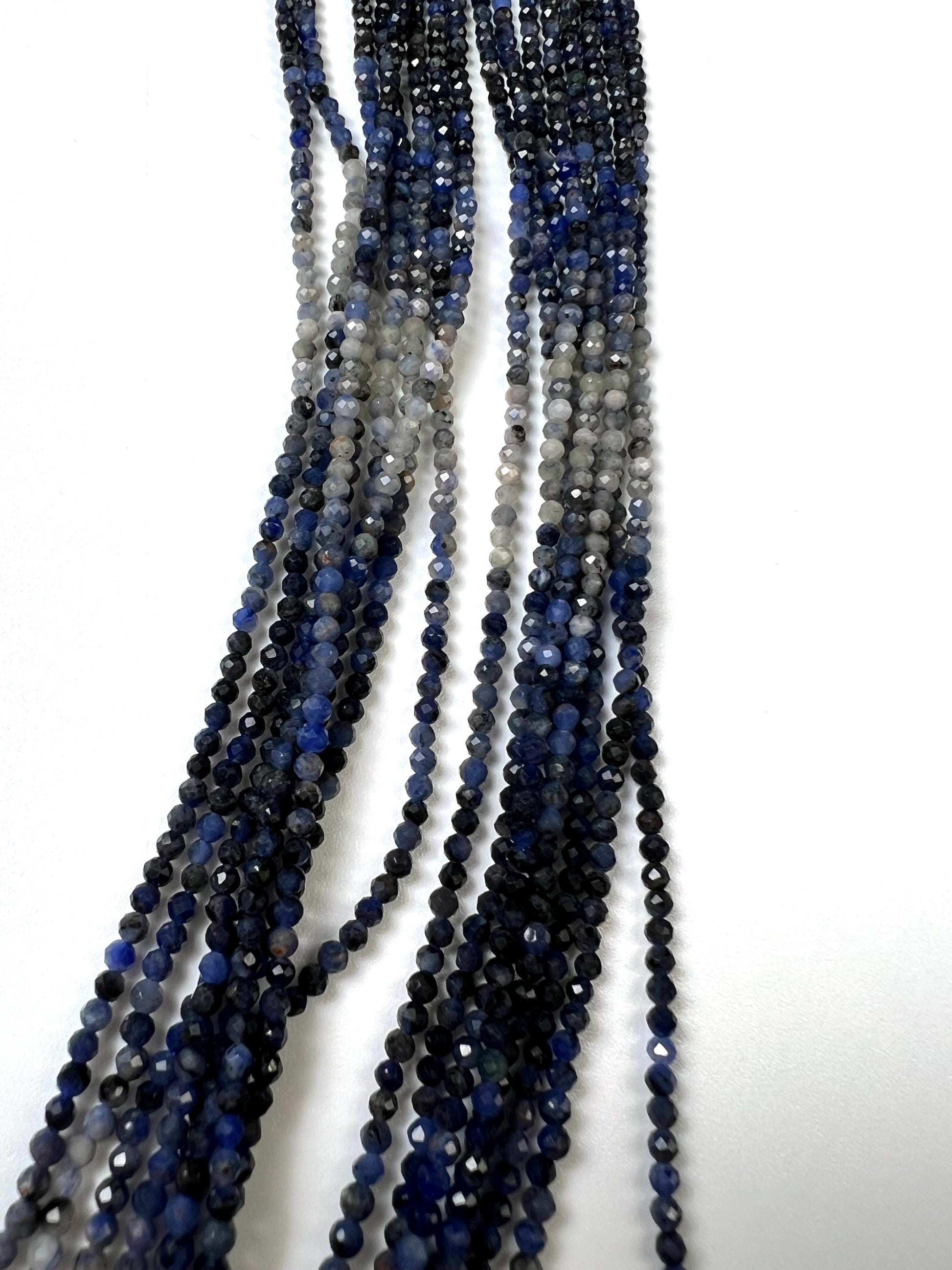 Natural Ombre Sodalite Shaded 2mm Faceted Round beads Jewelry Making 15.5" full Strand