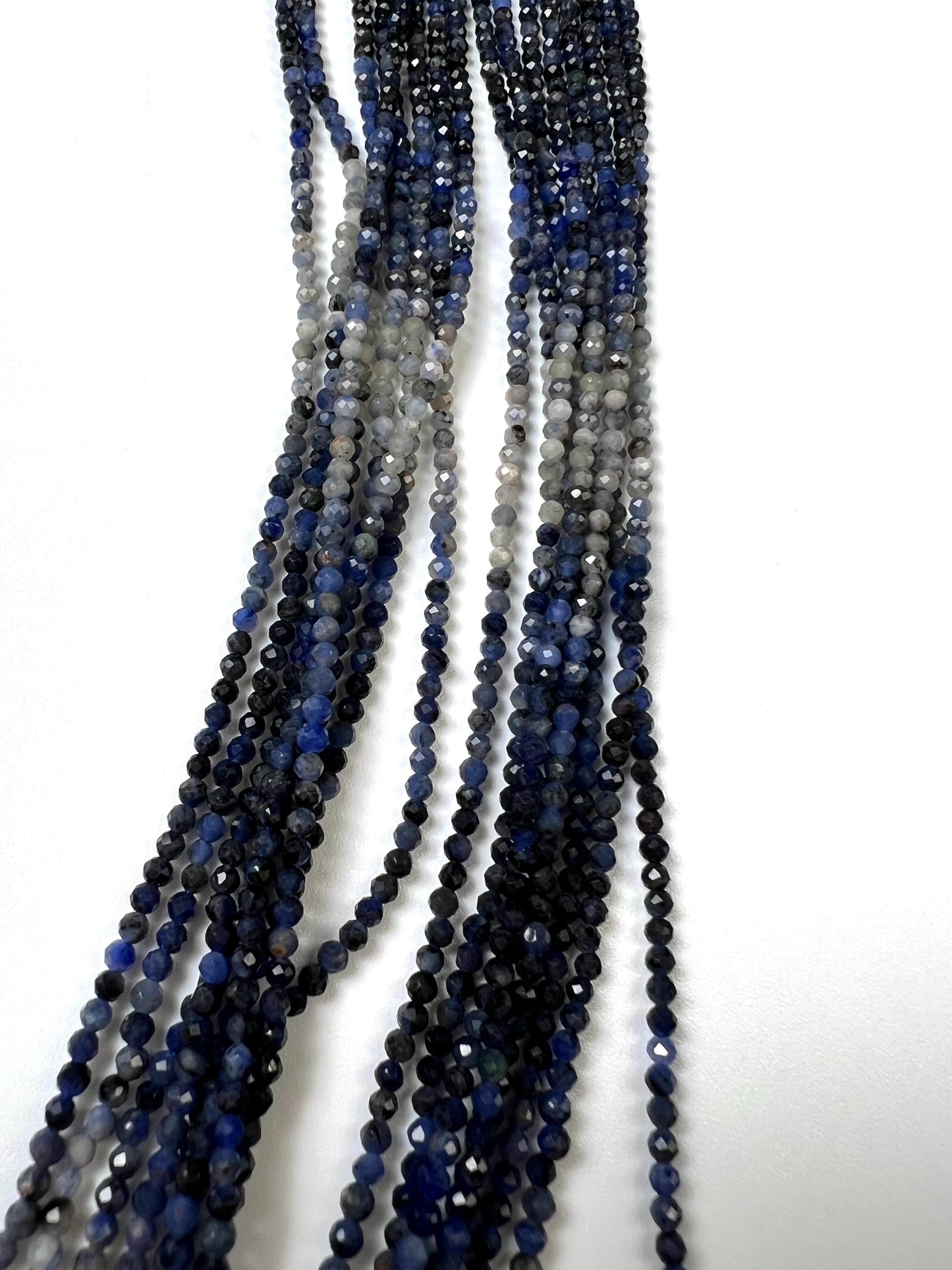 Natural Ombre Sodalite Shaded 2mm Faceted Round beads Jewelry Making 15.5" full Strand