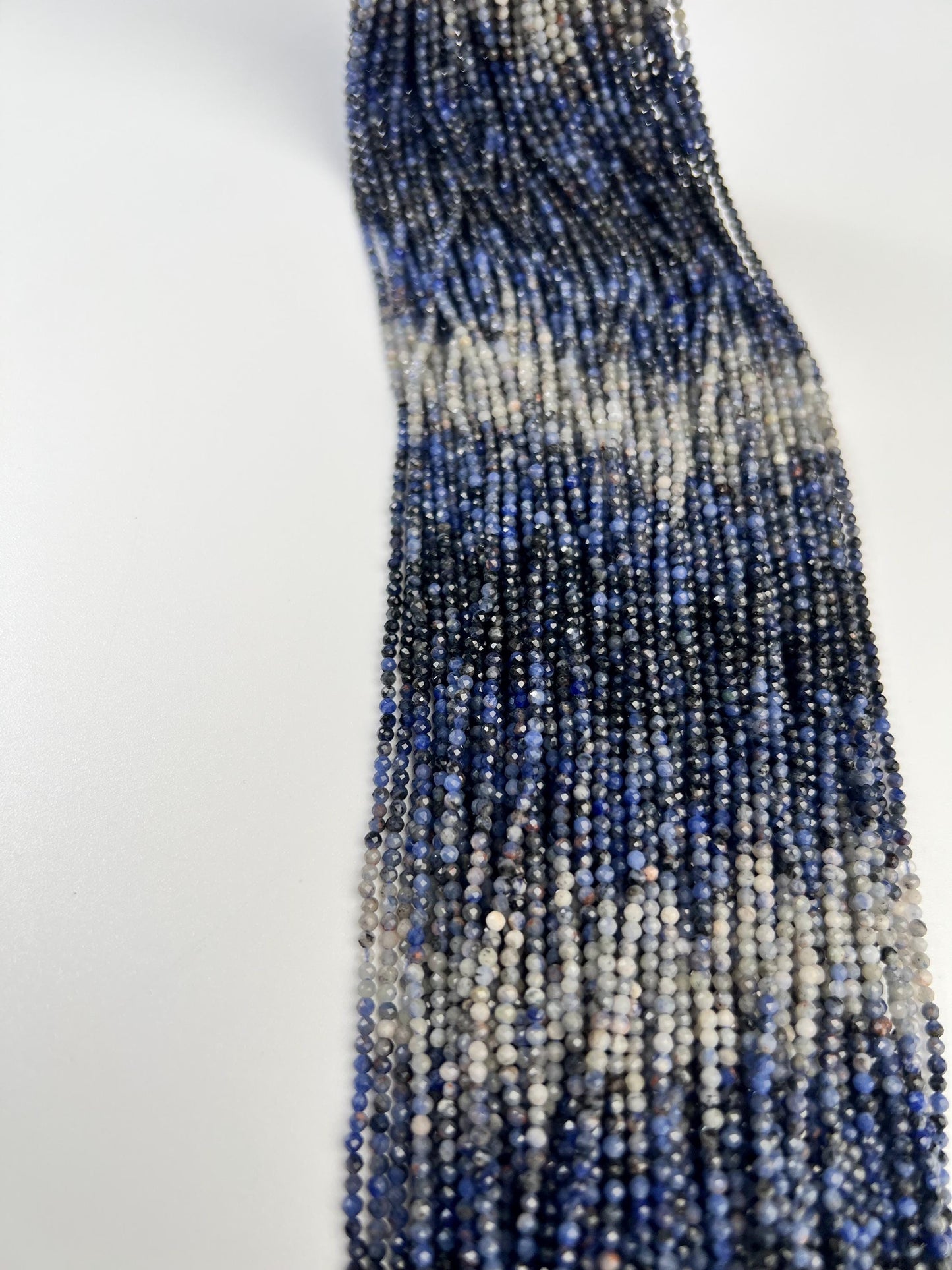 Natural Ombre Sodalite Shaded 2mm Faceted Round beads Jewelry Making 15.5" full Strand