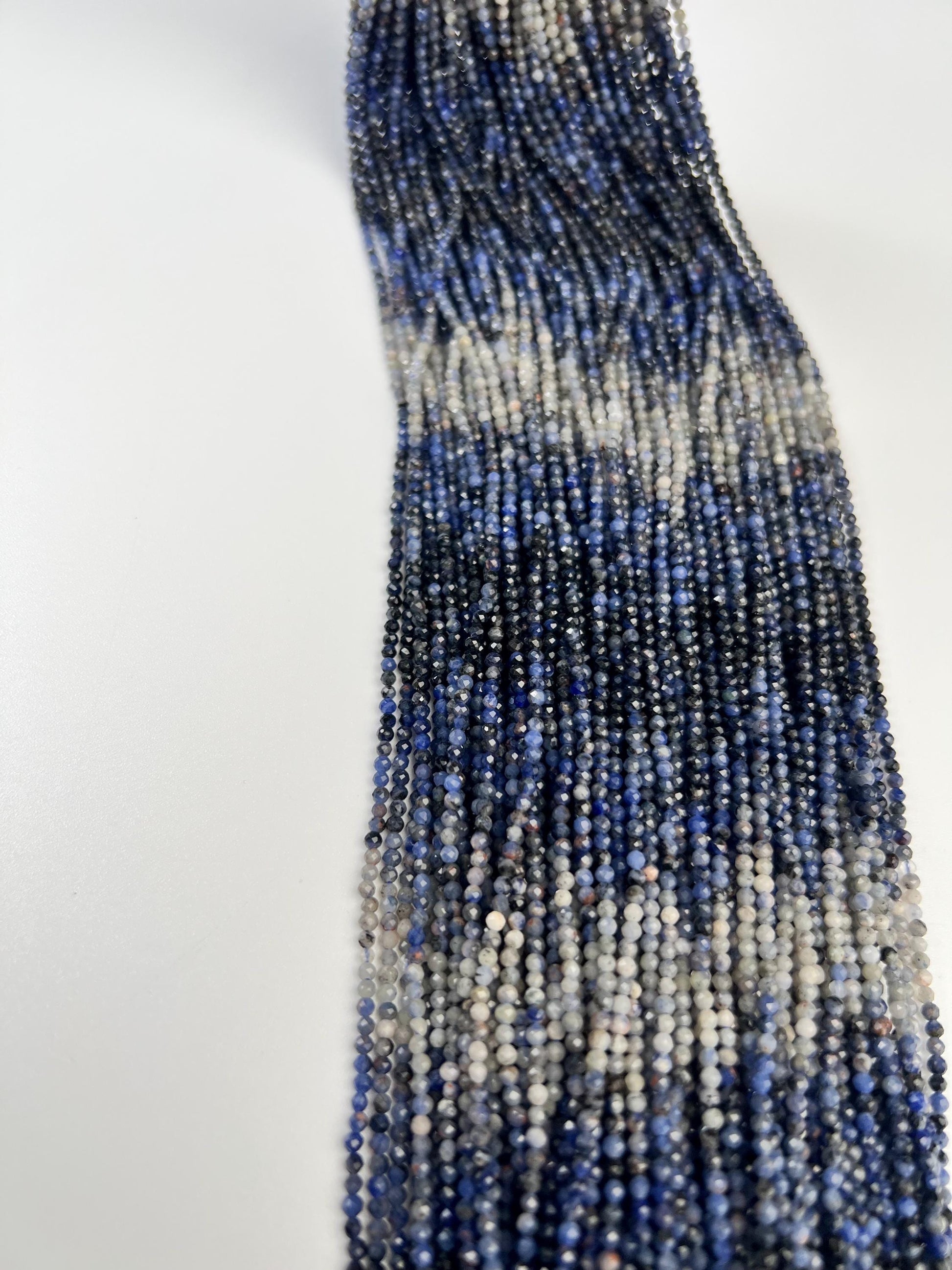Natural Ombre Sodalite Shaded 2mm Faceted Round beads Jewelry Making 15.5" full Strand