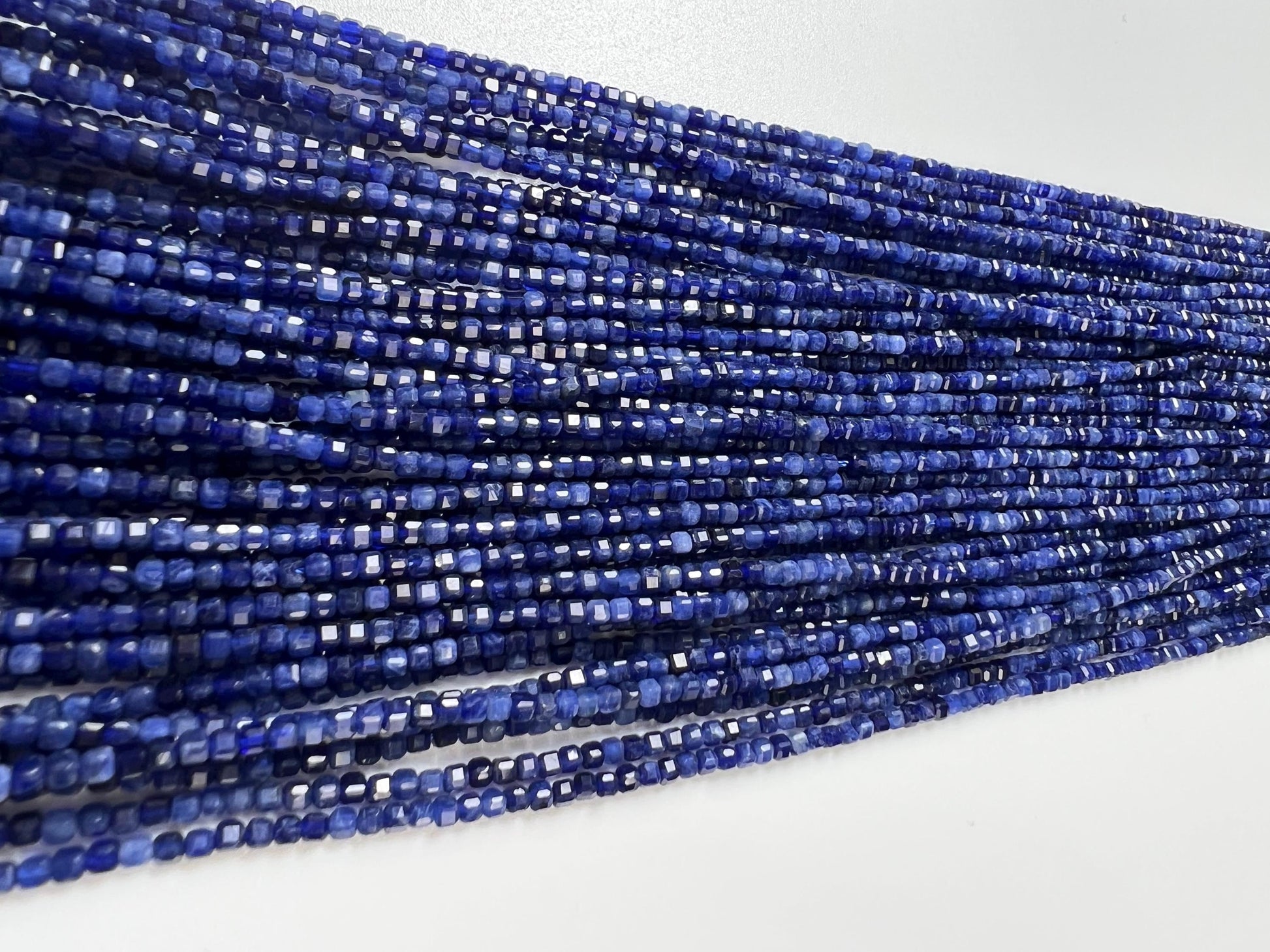 Natural Sodalite 2.5mm Micro Faceted Square Cube shape Beads, Jewelry Making 15" full Strand