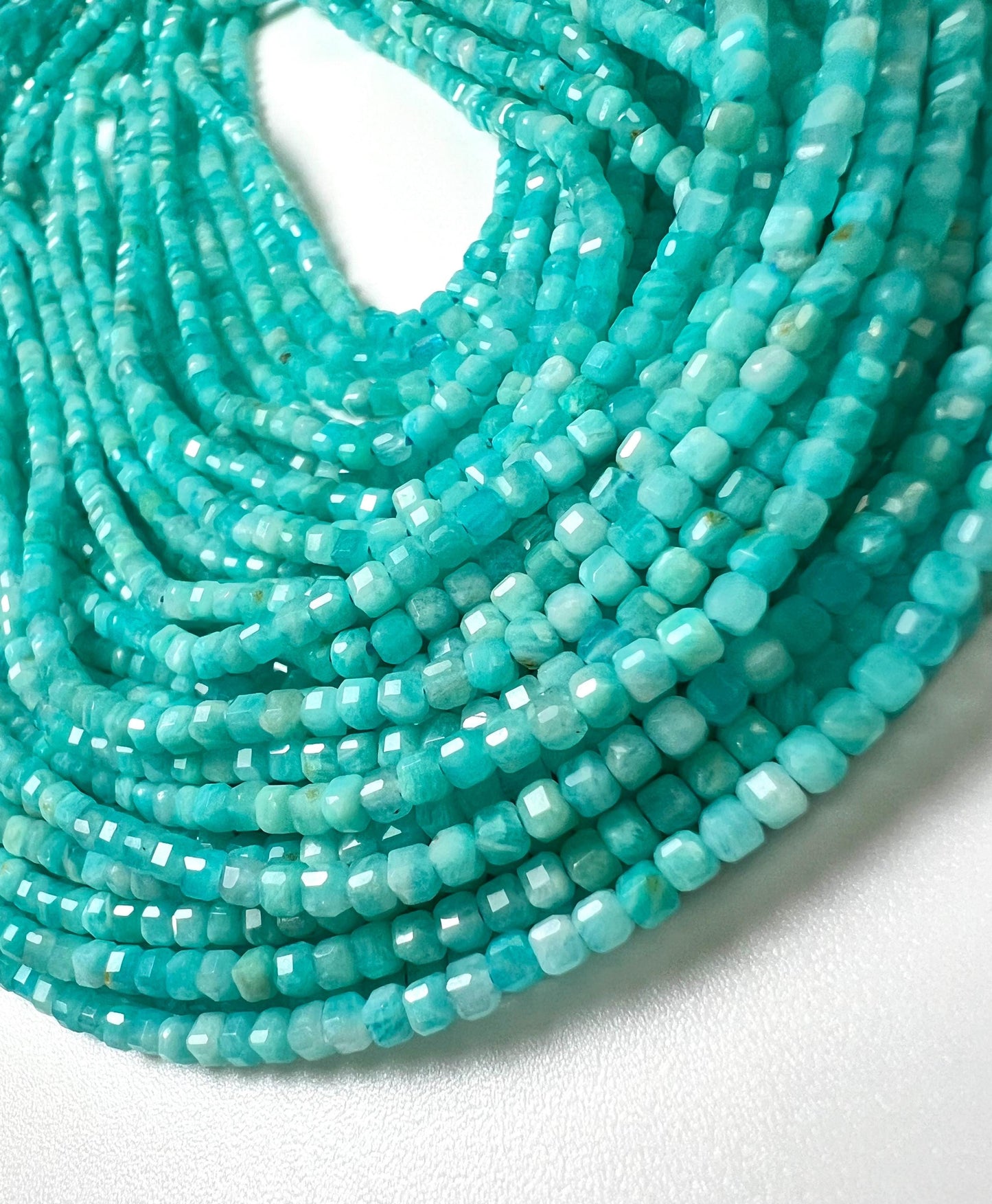 Natural Amazonite Square Cube Micro Faceted AAA Round 2mm Jewelry Making Beads DIY Gemstone Beads 15.5” Full Strand approx 160 pieces