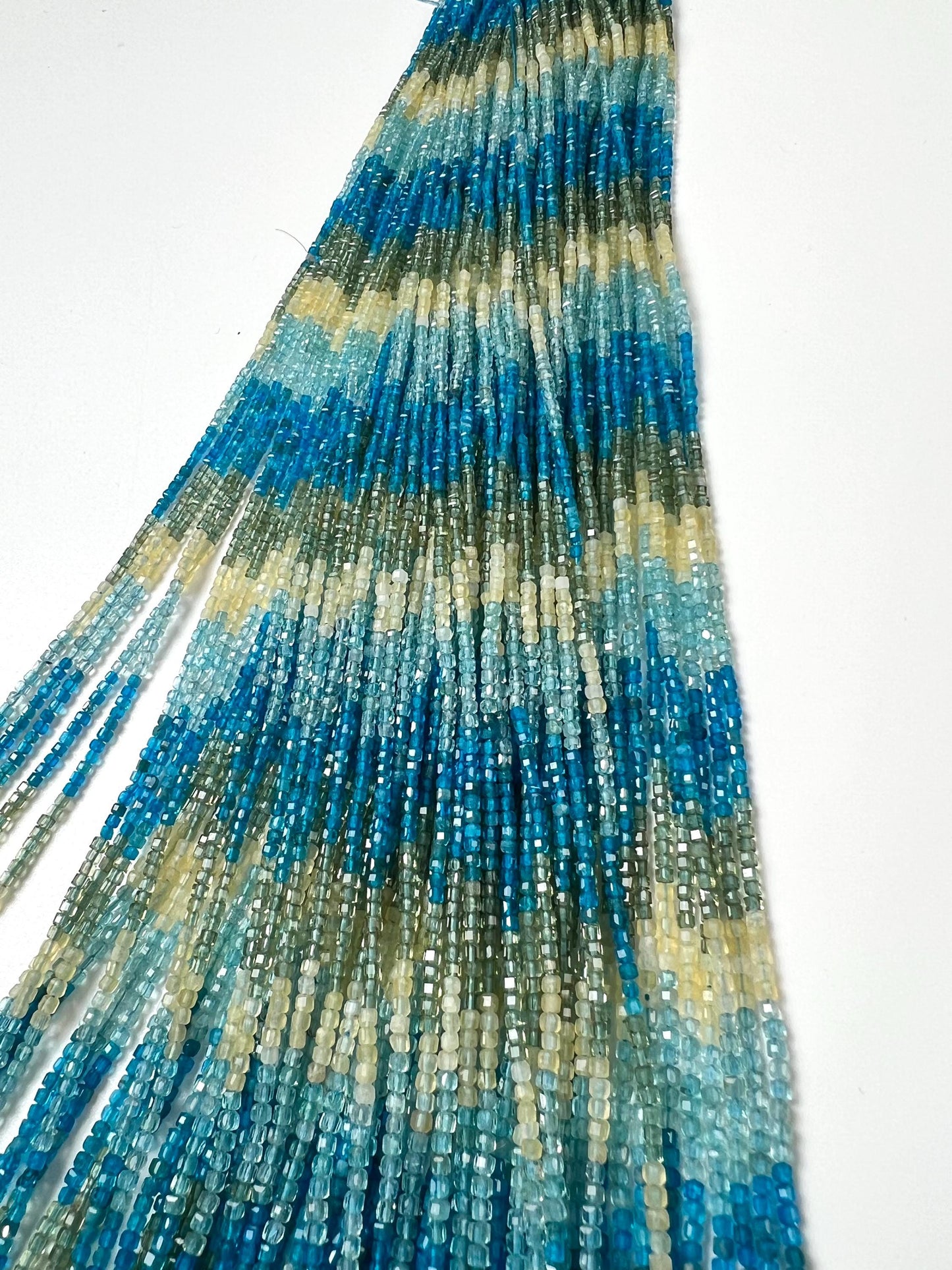 Natural Apatite blue shaded squares Cube Shape Micro Faceted Cube beads for jewelry making beads 15.5” full strand Approximately 200 piece