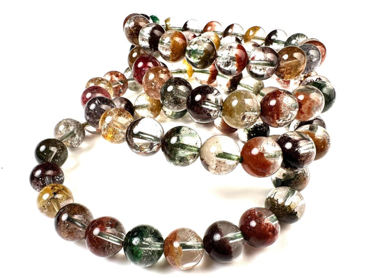 Natural Phantom Quartz multi Bracelet, Four Season Garden Ghos 9mm Stretch bracelet