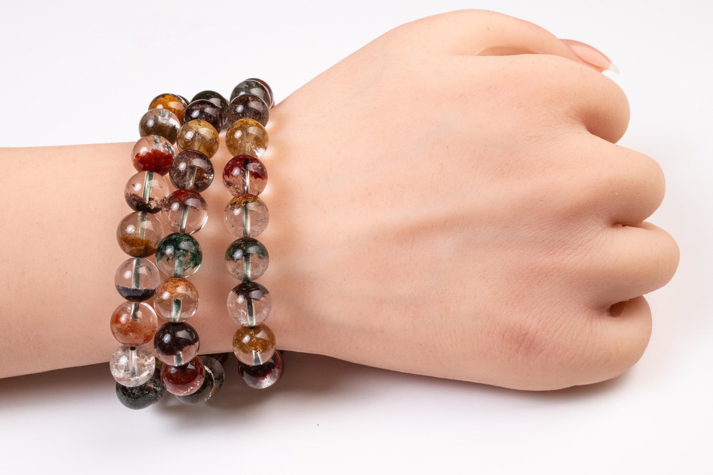 Natural Phantom Quartz Bracelet, Four Season Garden Ghost, 9mm Stretchy