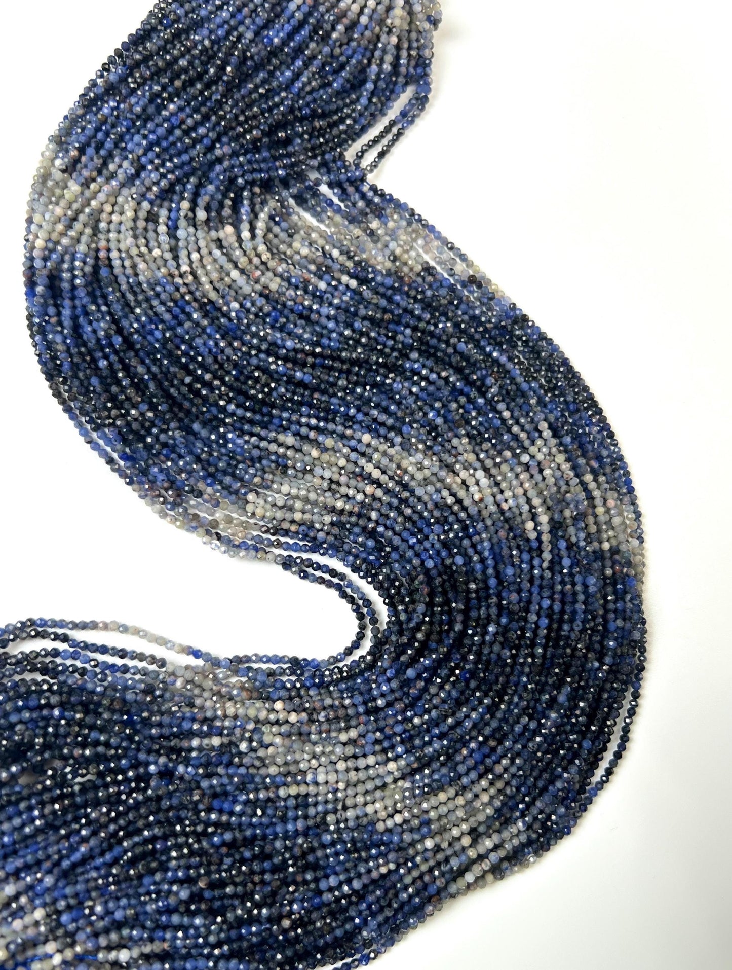 Natural Ombre Sodalite Shaded 2mm Faceted Round beads Jewelry Making 15.5" full Strand