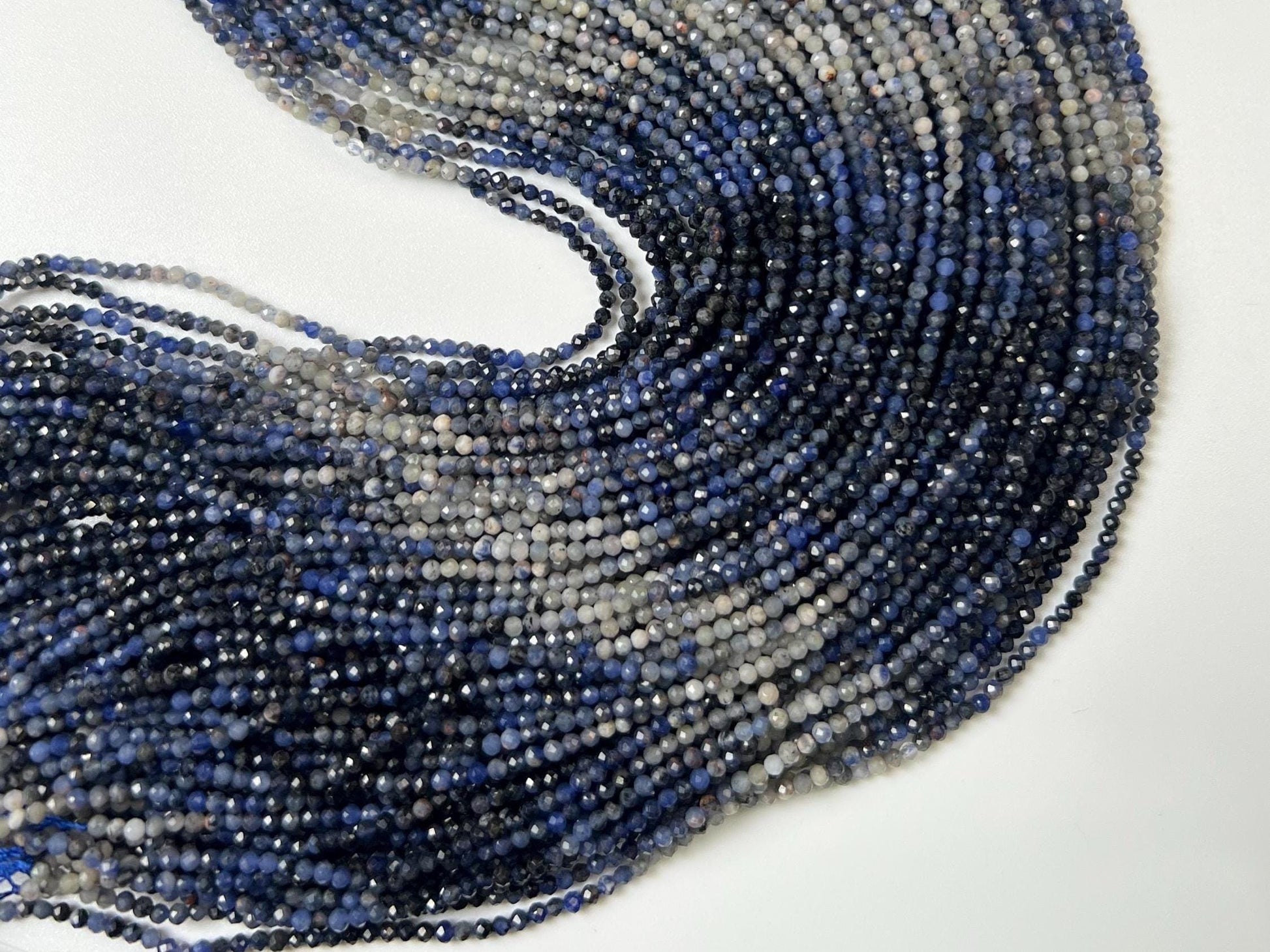 Natural Ombre Sodalite Shaded 2mm Faceted Round beads Jewelry Making 15.5" full Strand