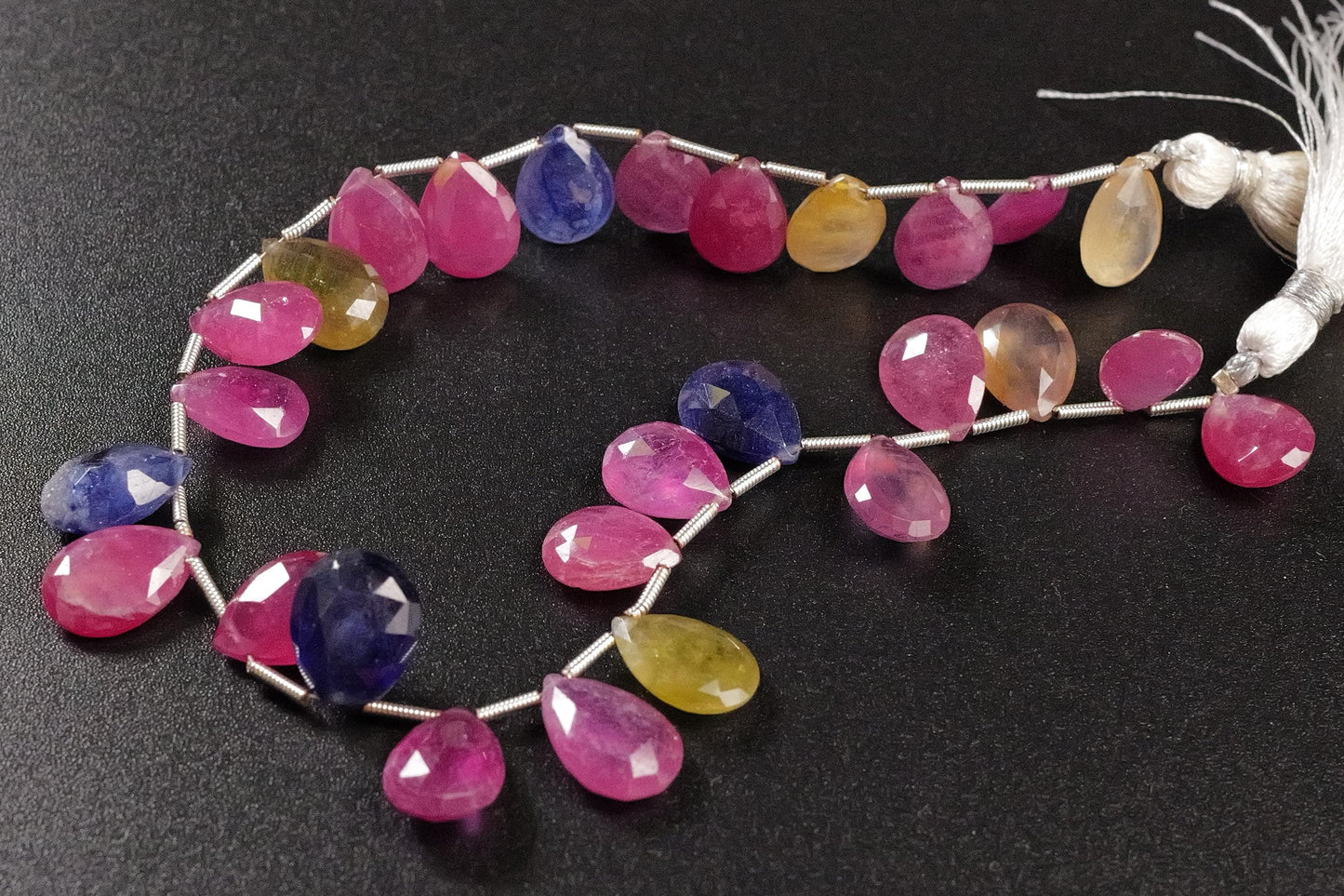 Multi Sapphire Pear Drop, Natural Pink Shaded Micro Faceted Peardrop, AAA clear Gemstone for jewelry making