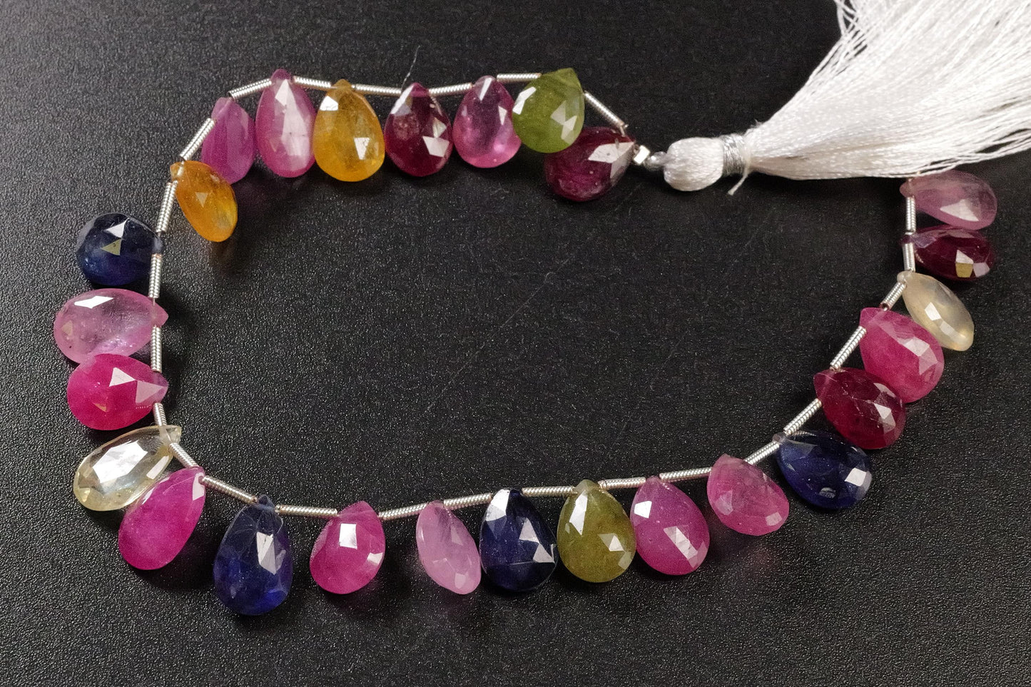 Multi Sapphire Pear Drop, Natural Pink Shaded Micro Faceted Peardrop, AAA clear Gemstone for jewelry making