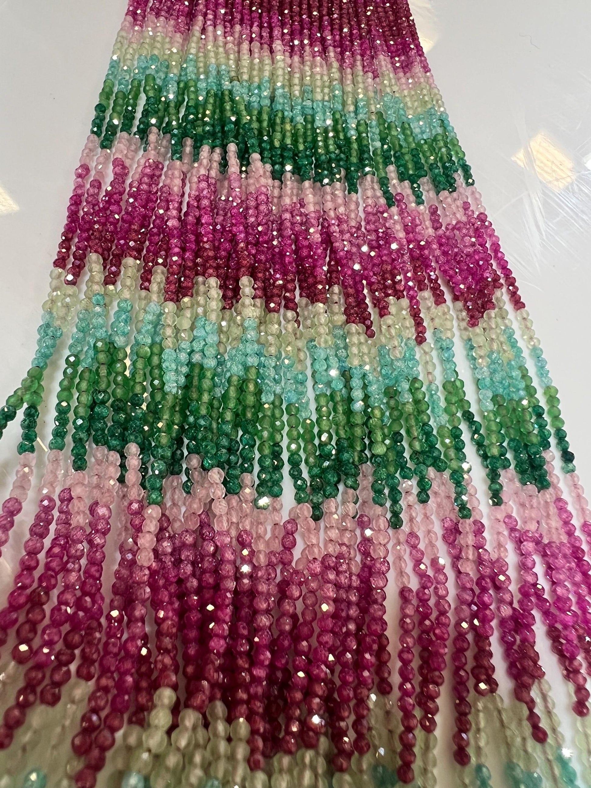 Zircon Multi color blue green pink shaded Zircon Beads 14.5" Strand for jewelry making beads. Very beautiful heavy weight zircon beads
