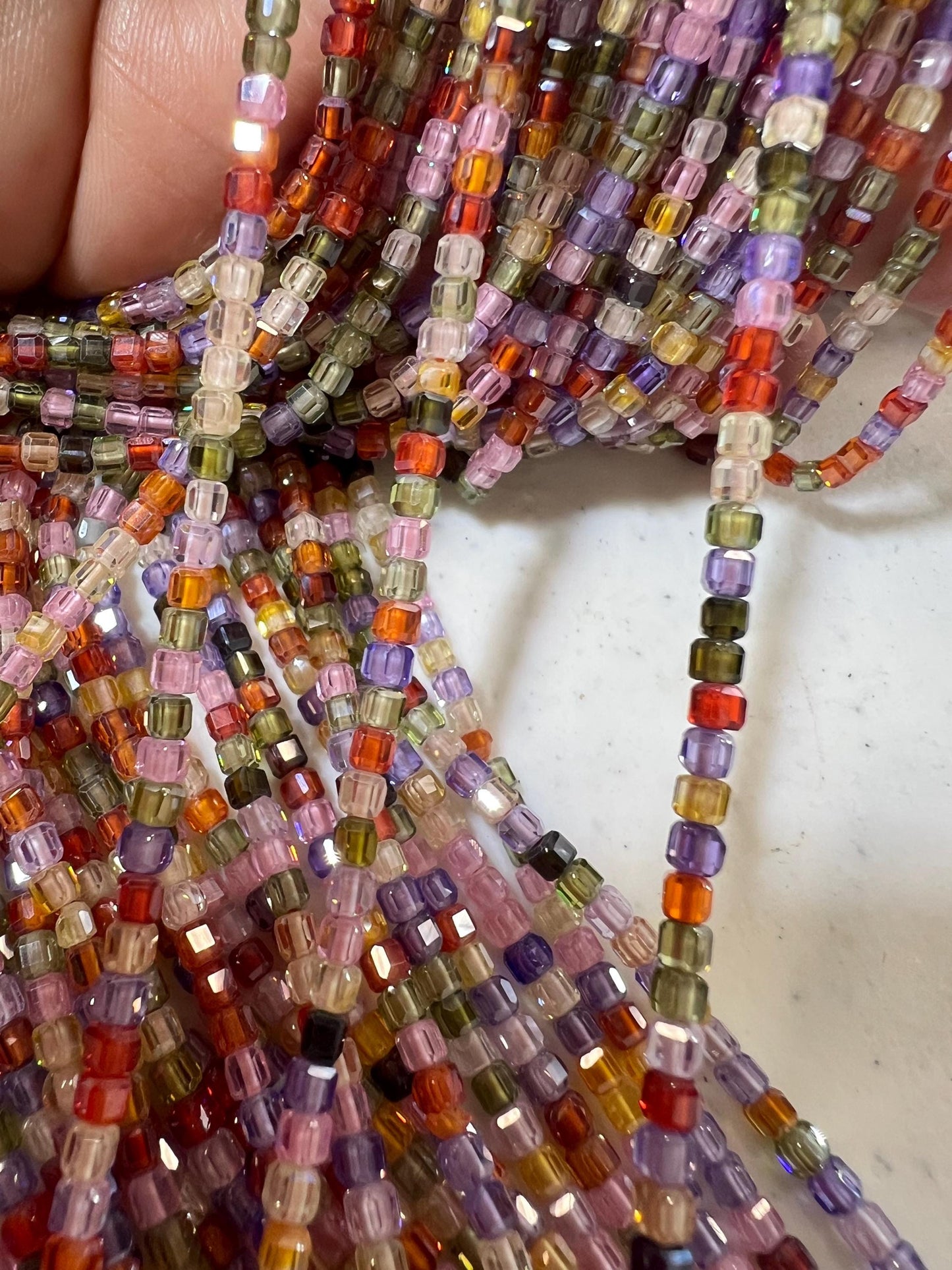 Cubic Zirconia Square Cube Micro Faceted 3x3mm Rainbow Beads AAA Gemstone Jewelry Making CZ Beads 1.5”full Strand approximately 145 pieces