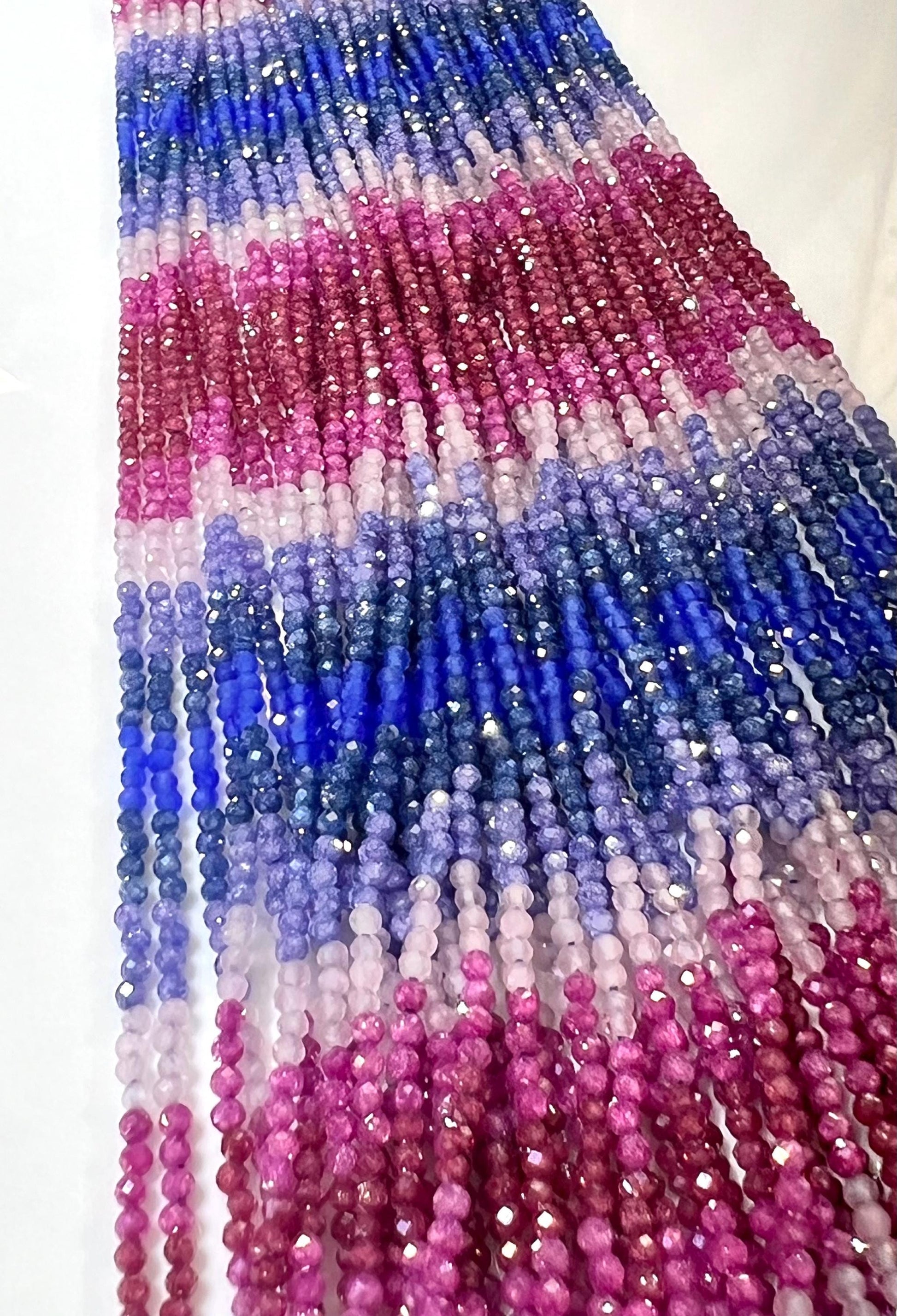 Natural Zircon Multi color pink Blue shaded Zircon Beads 14.5" Strand for jewelry making beads. Very beautiful heavy weight zircon beads