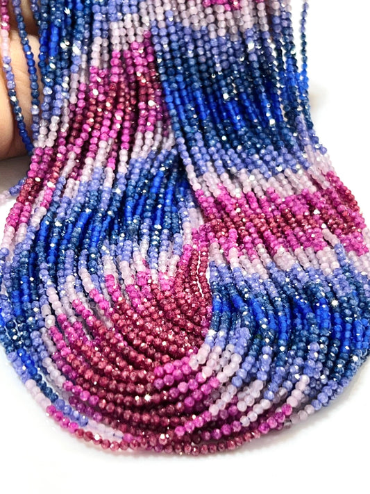 Natural Zircon Multi color pink Blue shaded Zircon Beads 14.5" Strand for jewelry making beads. Very beautiful heavy weight zircon beads