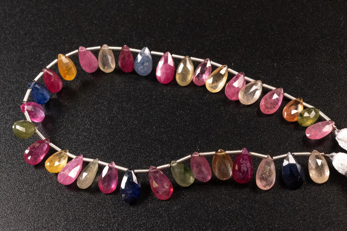 Multi Sapphire Pear Drop, Natural Pink Shaded Micro Faceted Peardrop, AAA clear Gemstone for jewelry making, sold by strand in picture