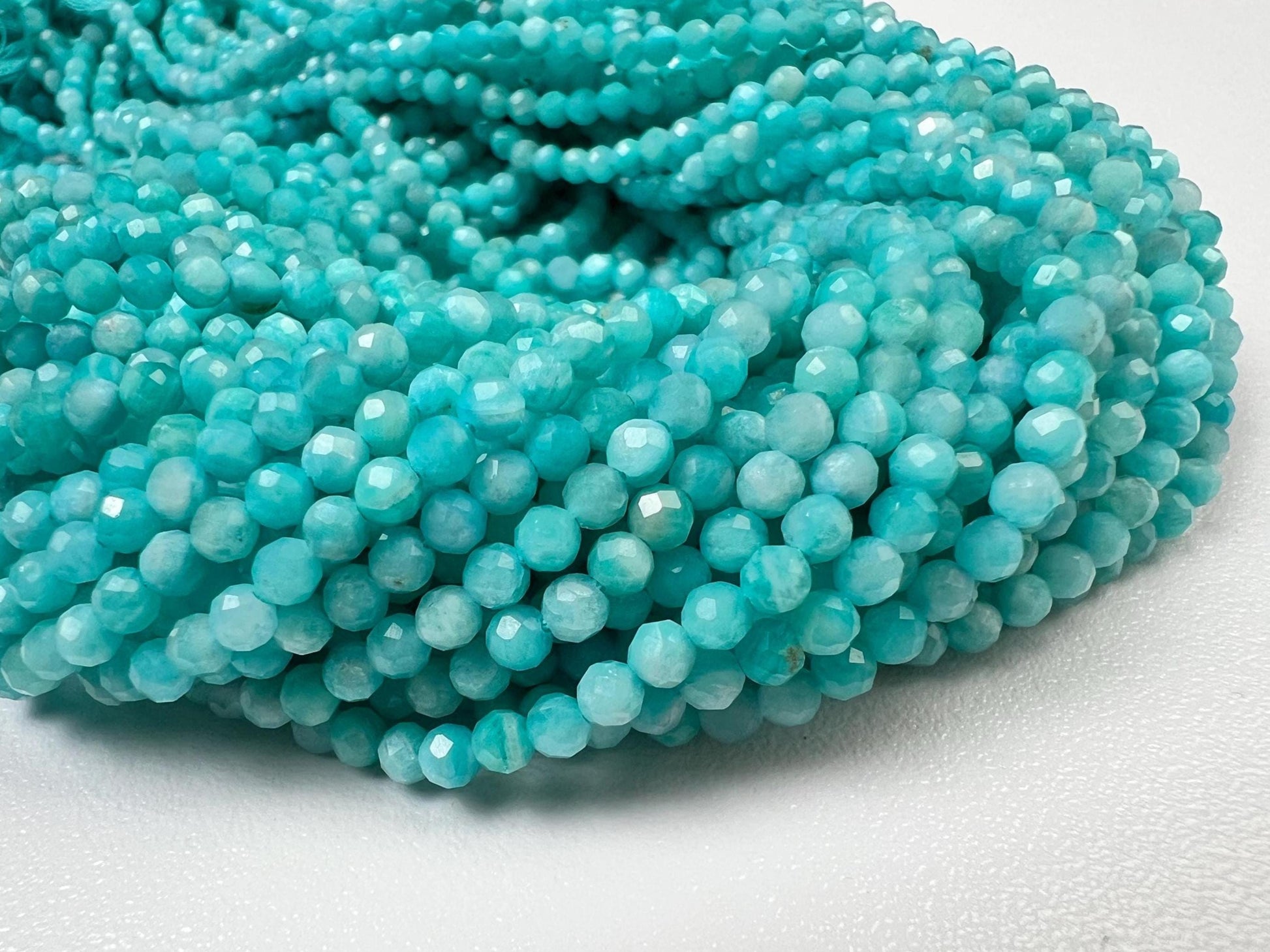 Natural Moonstone Blue 3mm Faceted Round Gemstone, July Birthstone Jewelry Making Beads, sleeping beauty Turquoise Blue Gemstone12.5" Strand