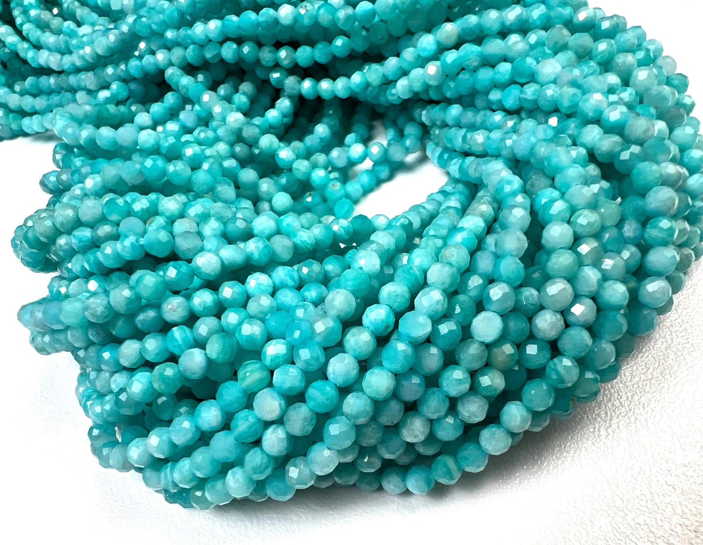 Natural Moonstone Blue 3mm Faceted Round Gemstone, July Birthstone Jewelry Making Beads, sleeping beauty Turquoise Blue Gemstone12.5" Strand