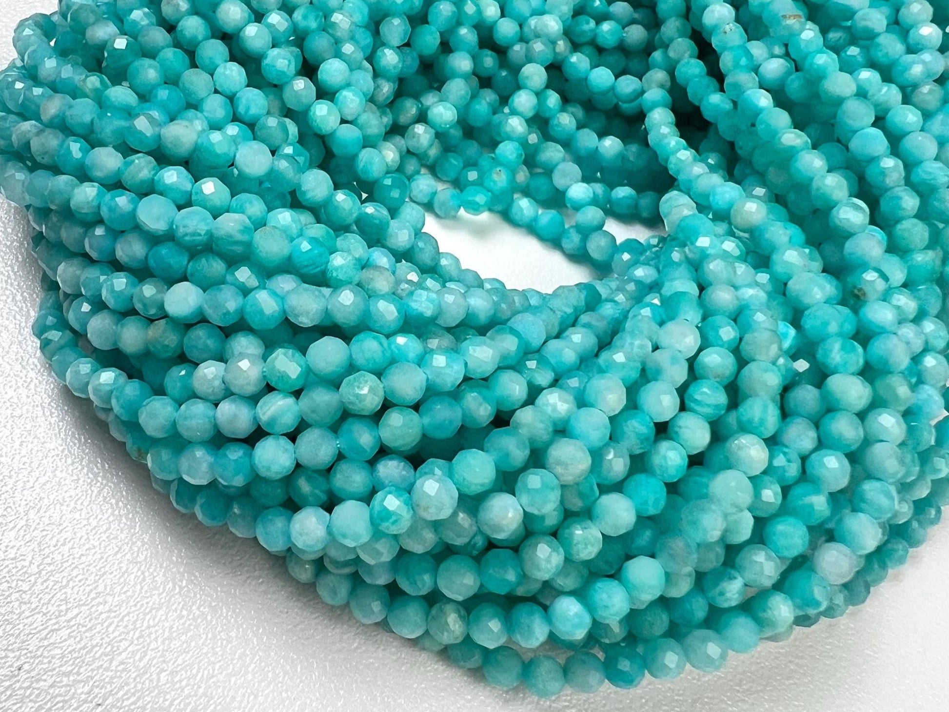 Natural Moonstone Blue 3mm Faceted Round Gemstone, July Birthstone Jewelry Making Beads, sleeping beauty Turquoise Blue Gemstone12.5" Strand