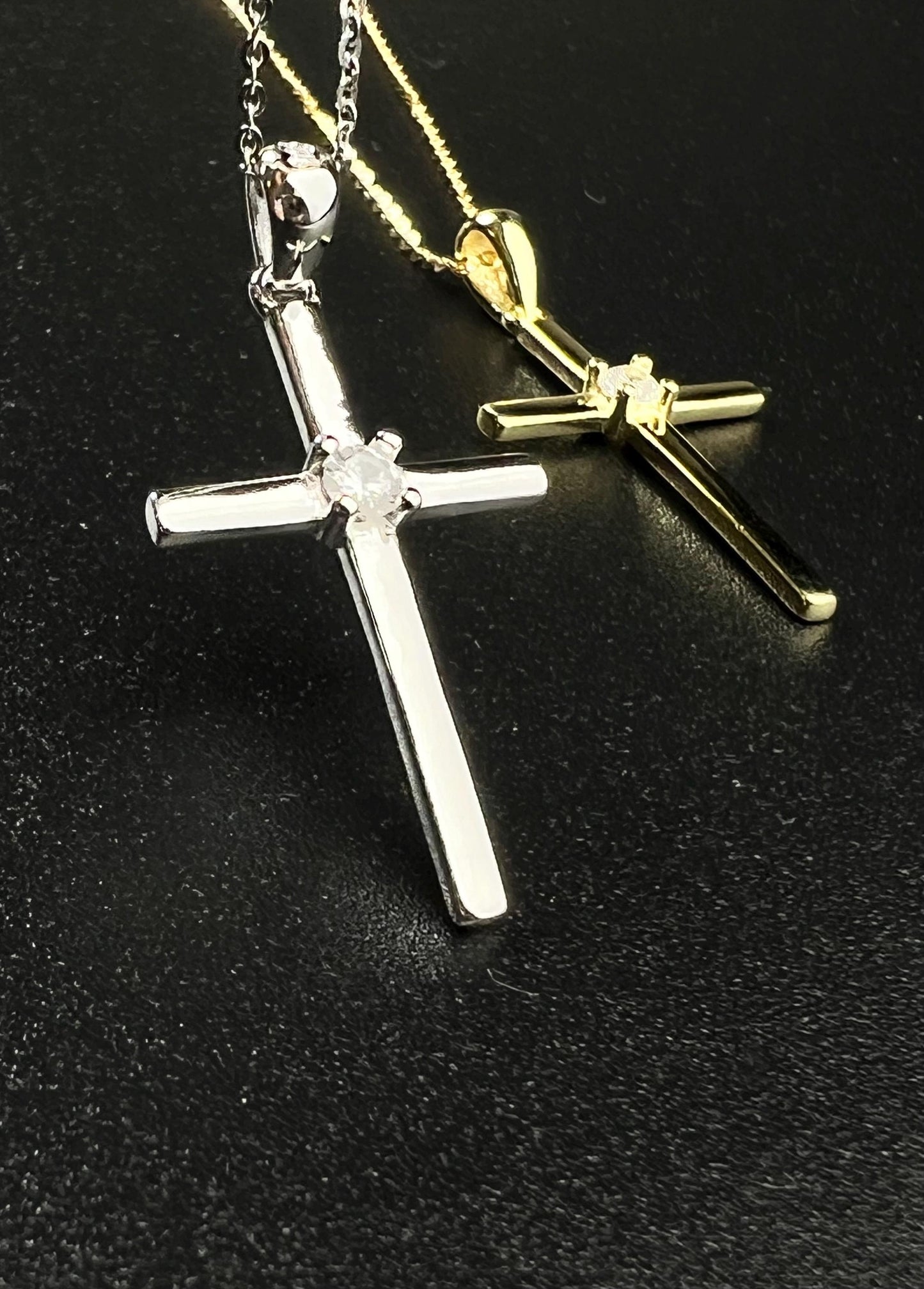 Solid 925 Sterling Silver and 18k gold vermeil Cross with CZ diamond pendant Necklace 925 stamped High Quality Holiday Gift