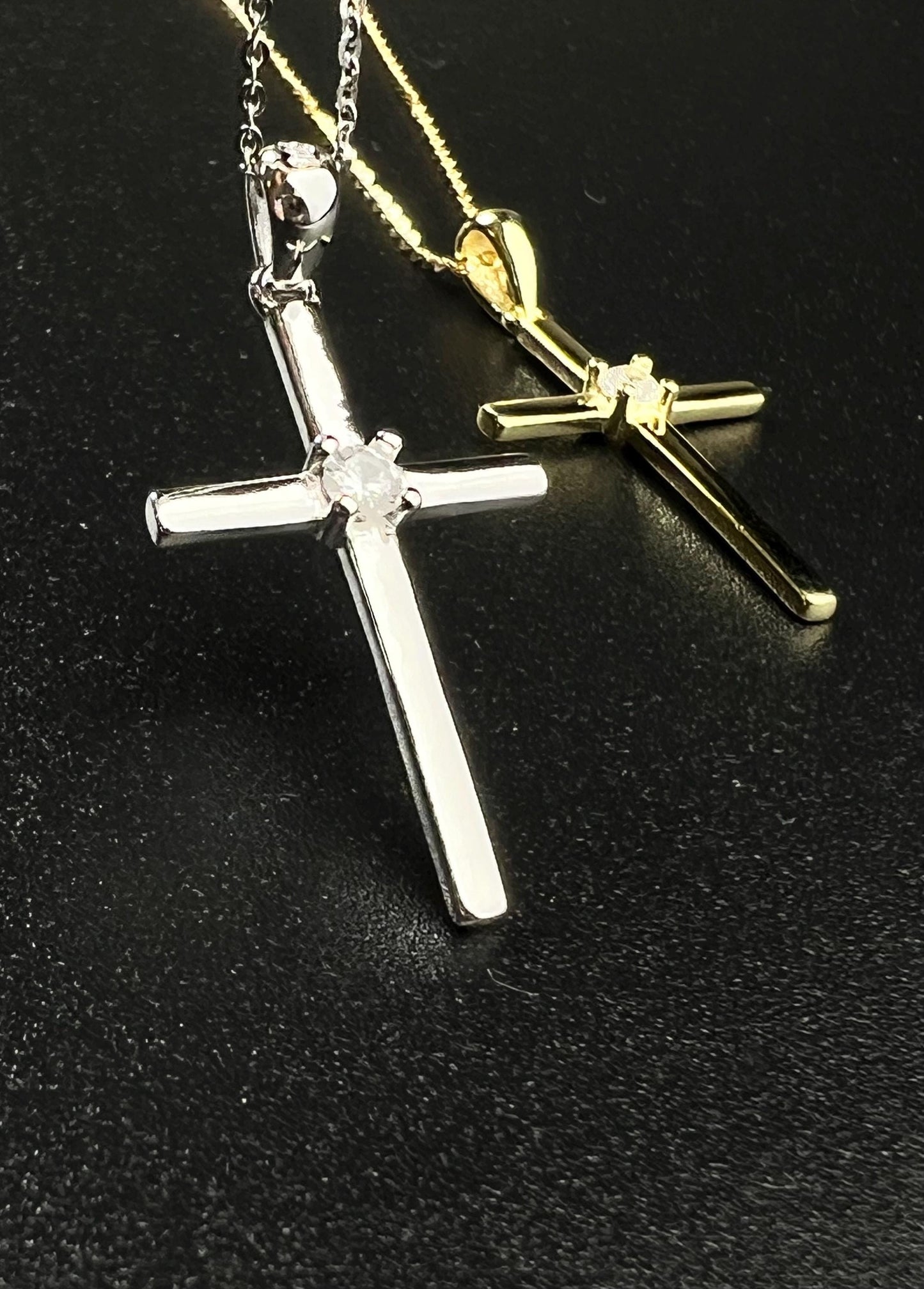Solid 925 Sterling Silver and 18k gold vermeil Cross with CZ diamond pendant Necklace 925 stamped High Quality Holiday Gift