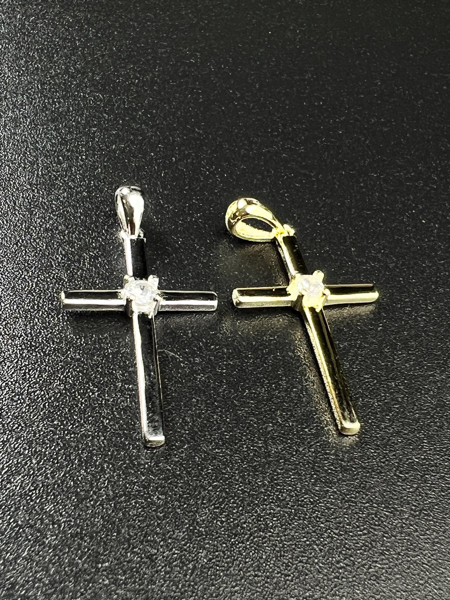 Solid 925 Sterling Silver and 18k gold vermeil Cross with CZ diamond pendant Necklace 925 stamped High Quality Holiday Gift