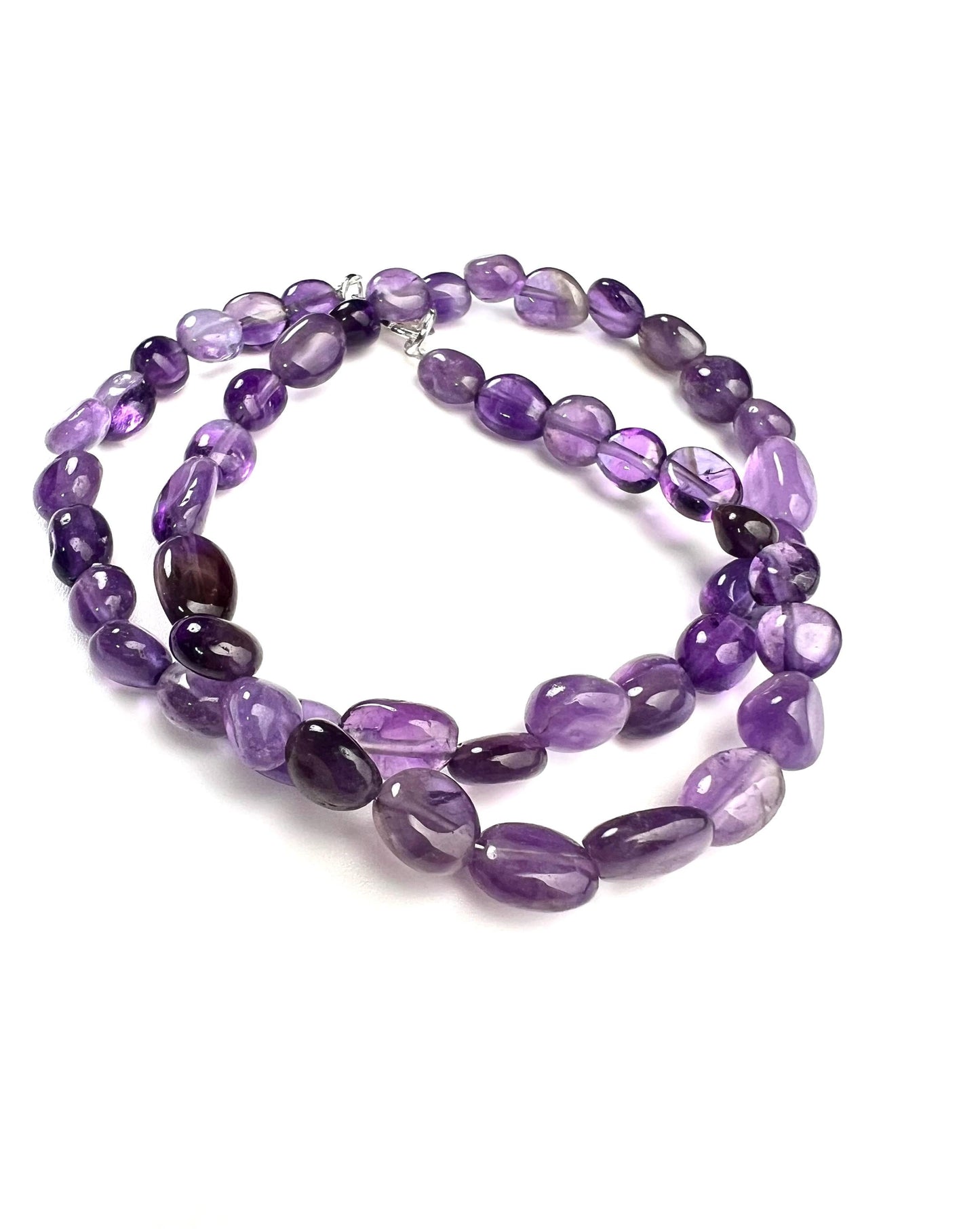 Amethyst oval 6-7mm Silver necklace February Birthstone Energy, Meditation yoga Necklace