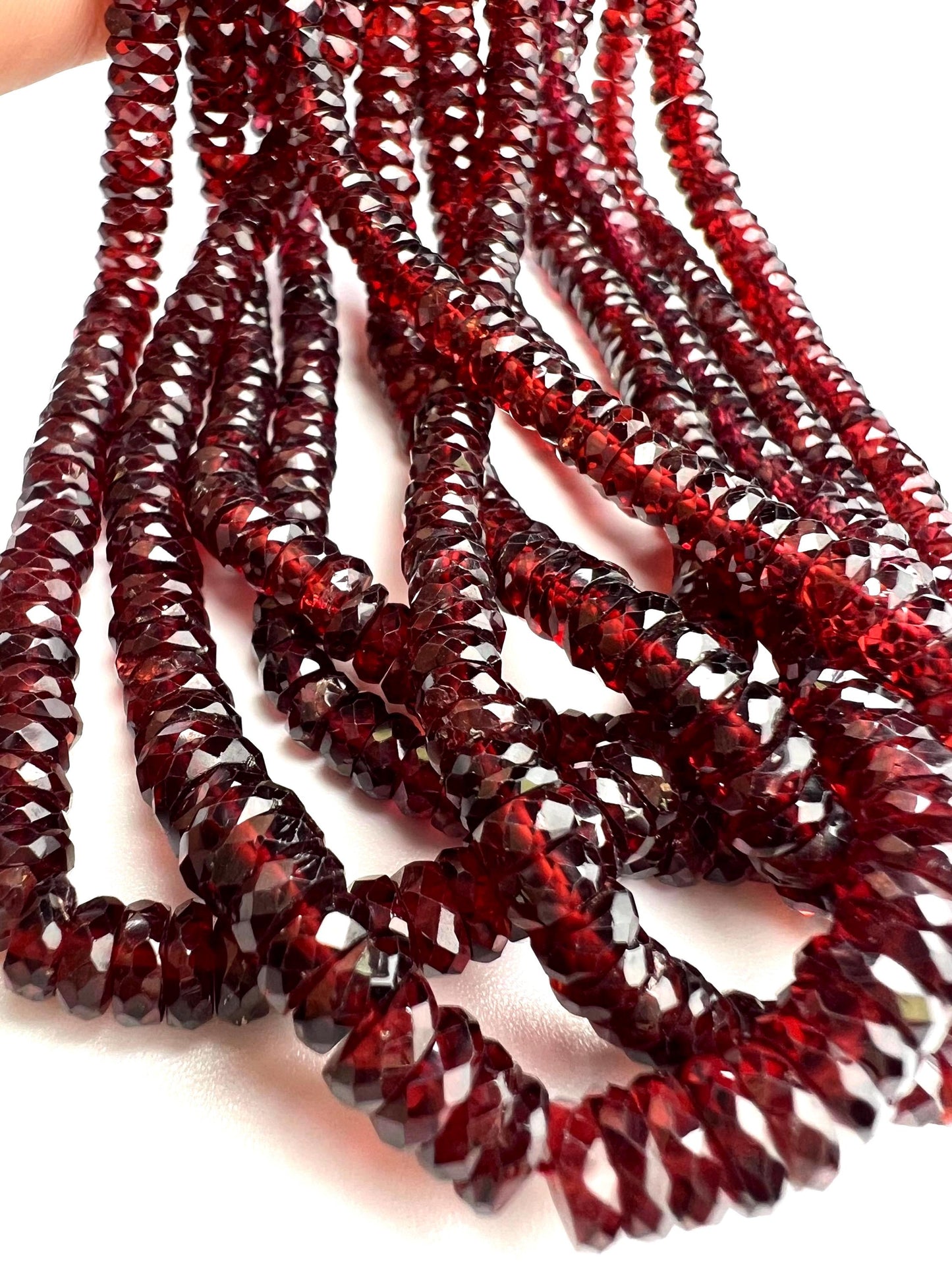 Natural Mozambique Garnet Faceted Heishi Wheel 5-6mm Roundel Merlot red Rare Heavy Weight Gemstone Bead 6”,12” strand