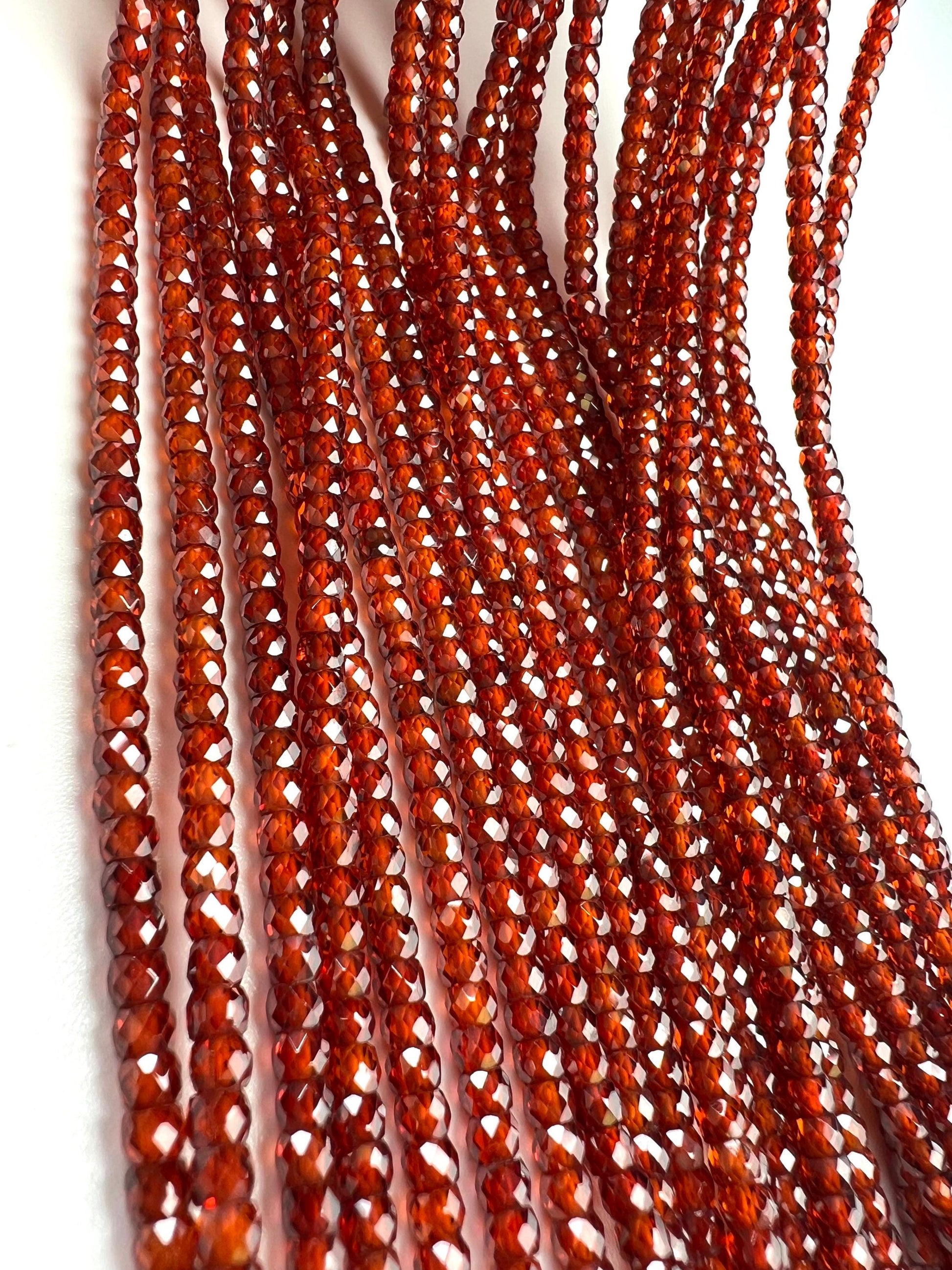 Brown Zircon Micro Faceted 3mm Octagon cube Roundel AAA quality Natural Gemstone Jewelry Making Beads 16” Strand very sparkly