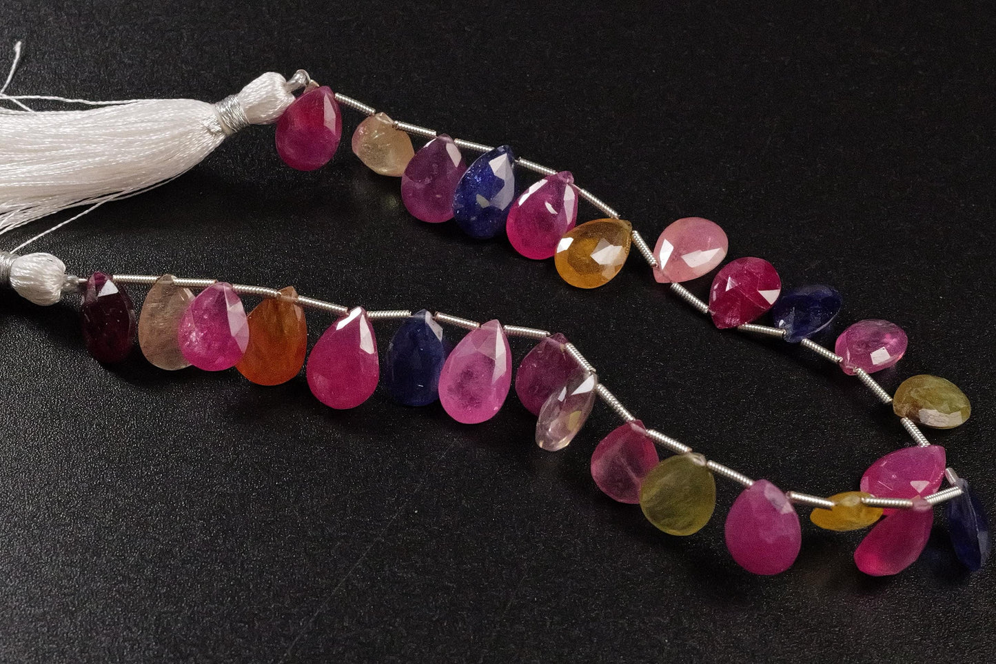 Multi Sapphire Pear Drop, Natural Pink Shaded Micro Faceted Peardrop, AAA clear Gemstone for jewelry making