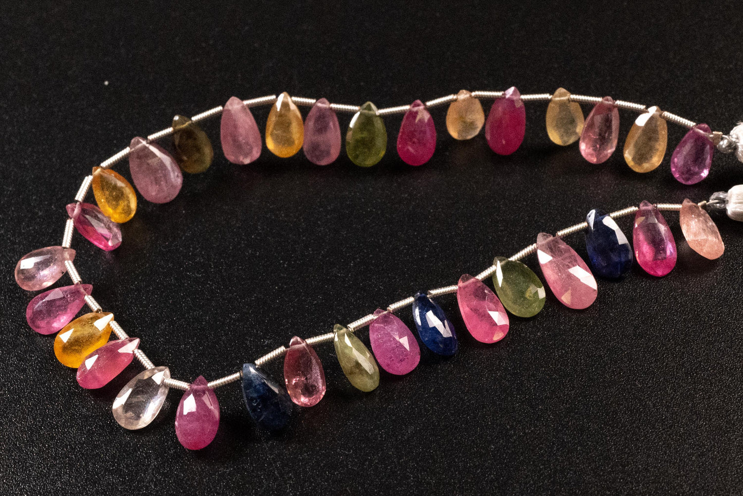 Multi Sapphire Pear Drop, Natural Pink Shaded Micro Faceted Peardrop, AAA clear Gemstone for jewelry making, sold by strand in picture